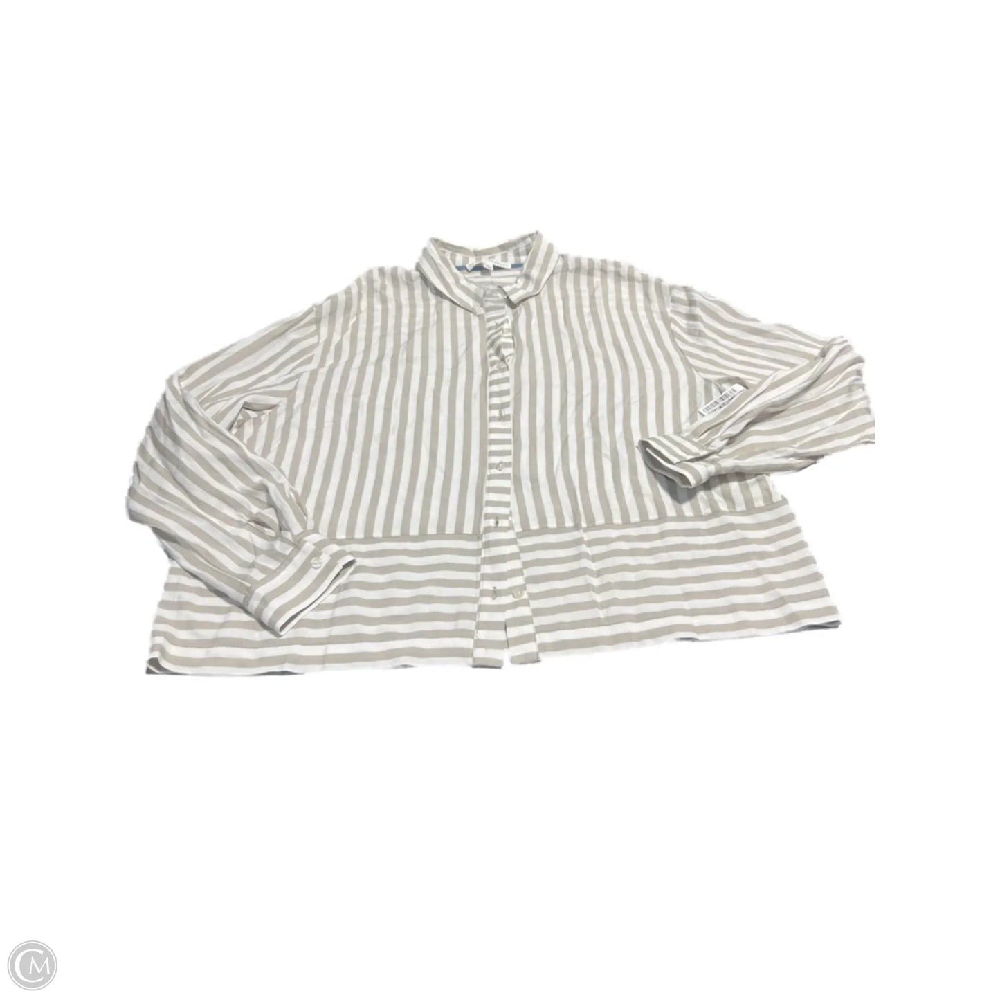 Blouse Long Sleeve By Jane And Delancey In Striped Pattern, Size: L