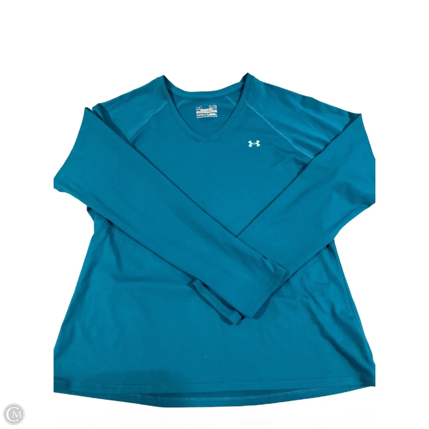 Athletic Top Long Sleeve Collar By Under Armour In Teal, Size: Xl