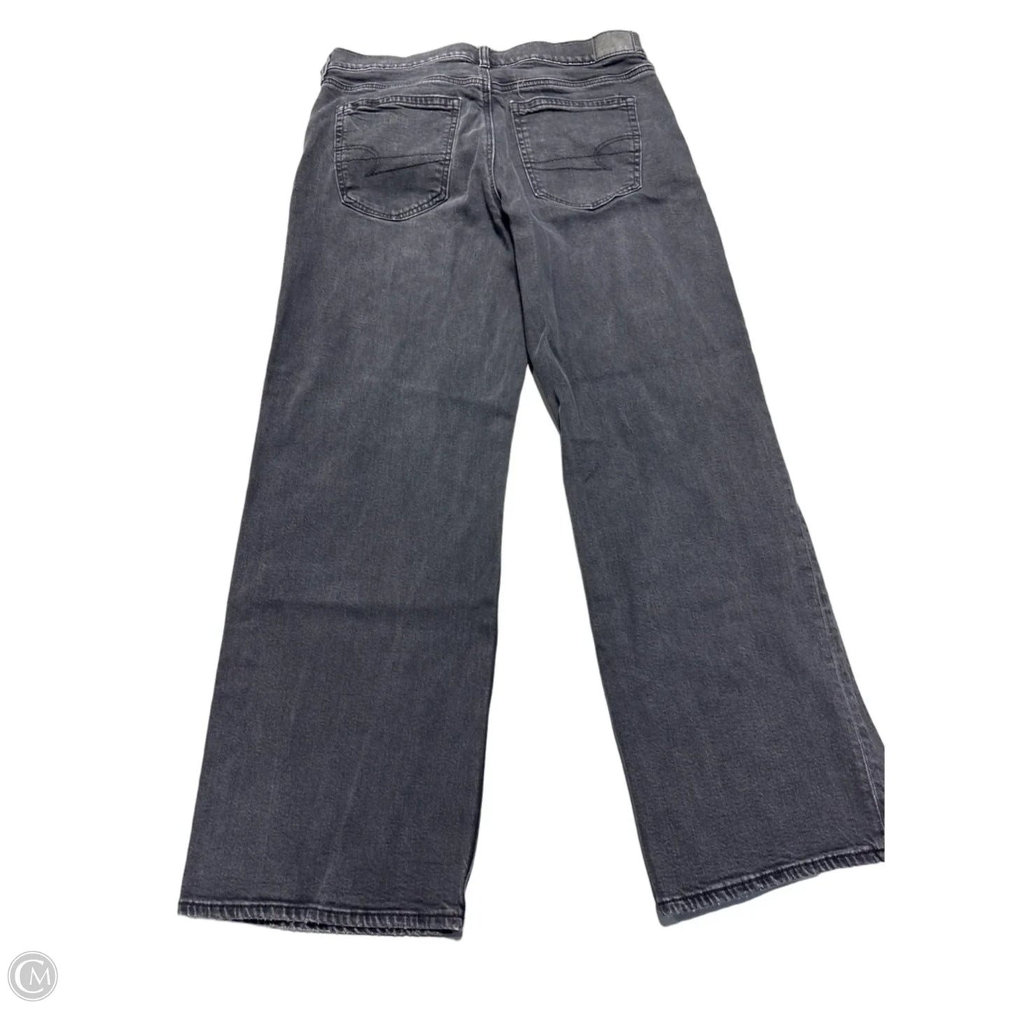 Jeans Wide Leg By American Eagle In Black Denim, Size: 8
