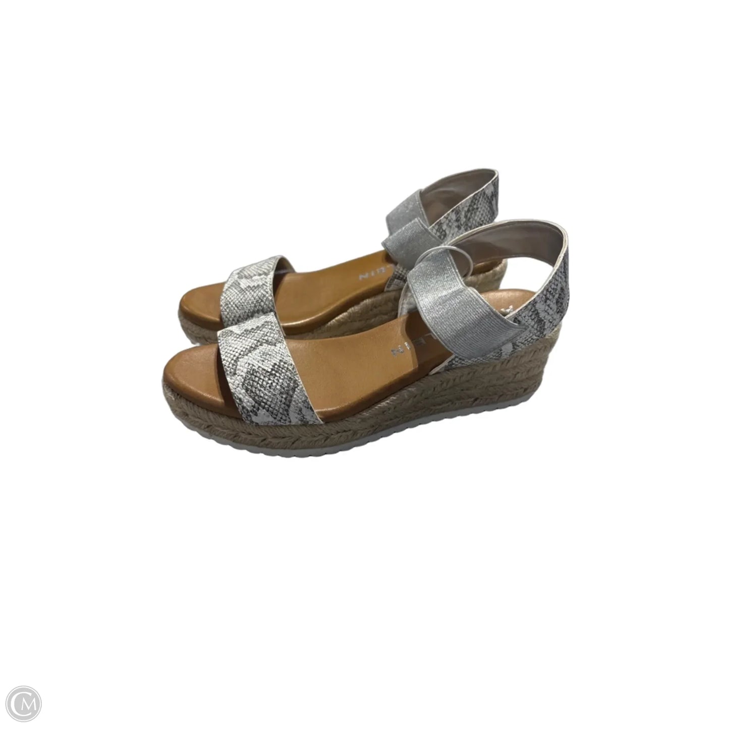 Sandals Heels Block By Anne Klein In Silver & Tan, Size: 7.5