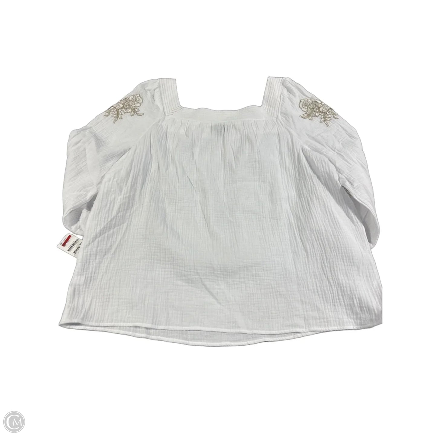 Top Long Sleeve By Jm Collections In White, Size: Xl