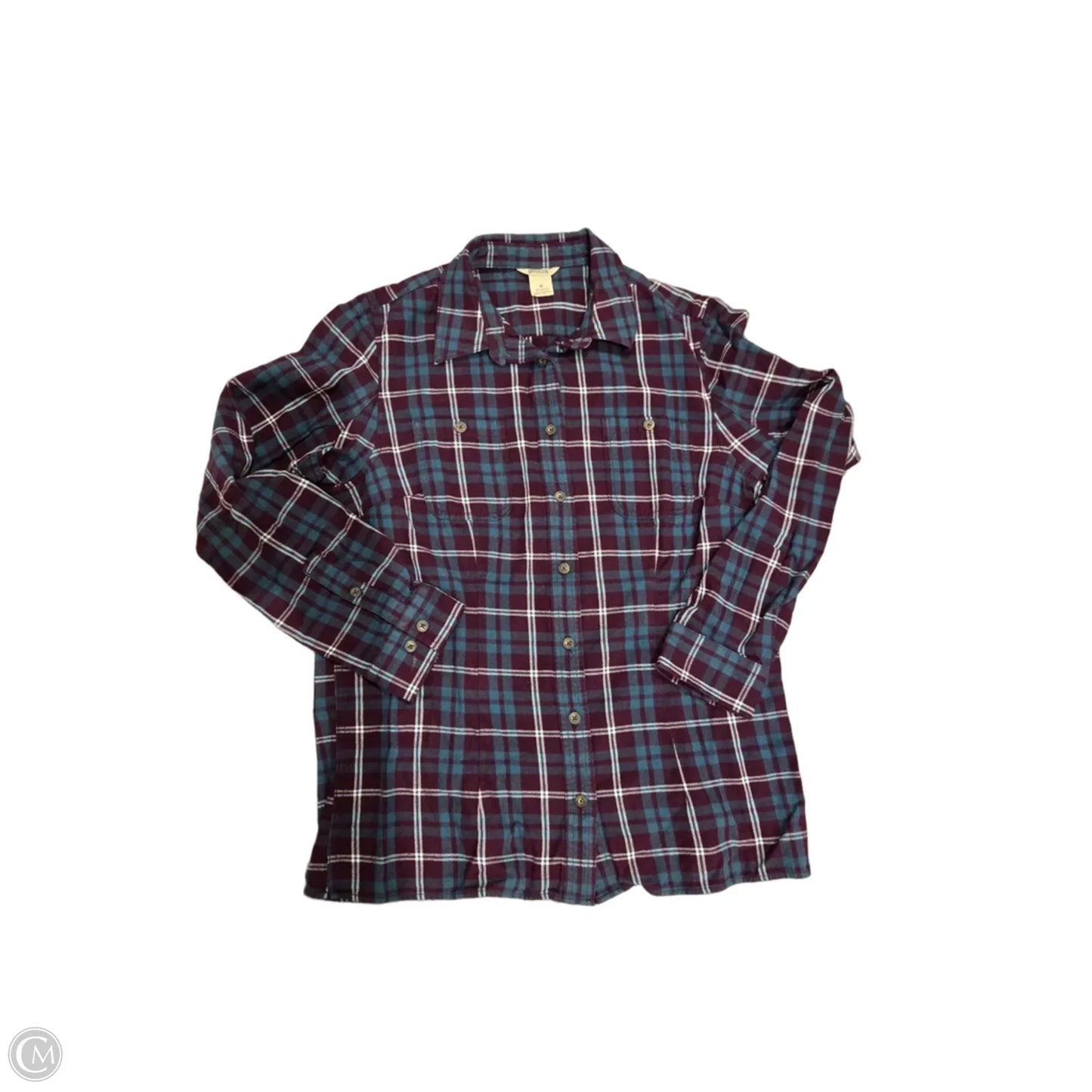 Top Long Sleeve By Duluth Trading In Plaid Pattern, Size: M