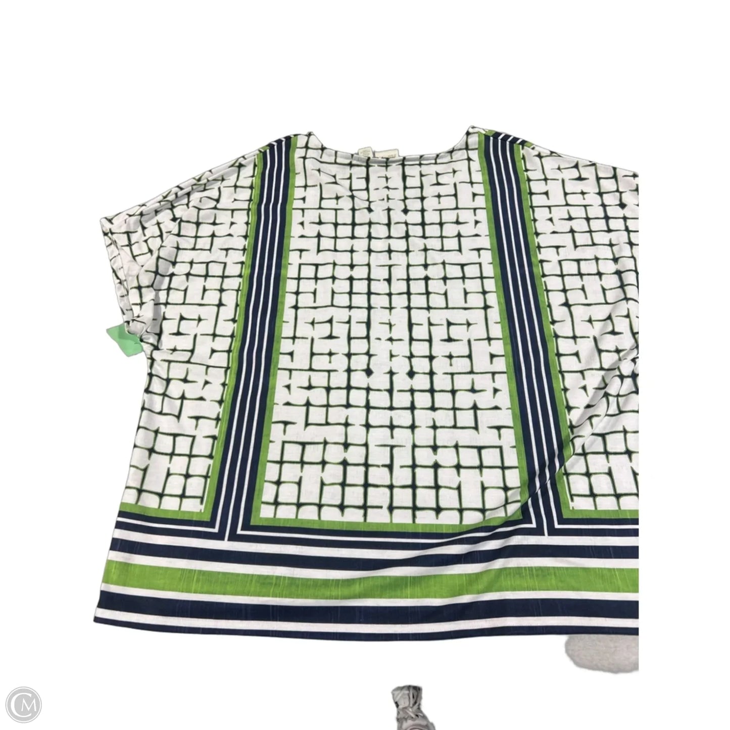 Top Short Sleeve By Zenergy By Chicos In Green & White, Size: Xl