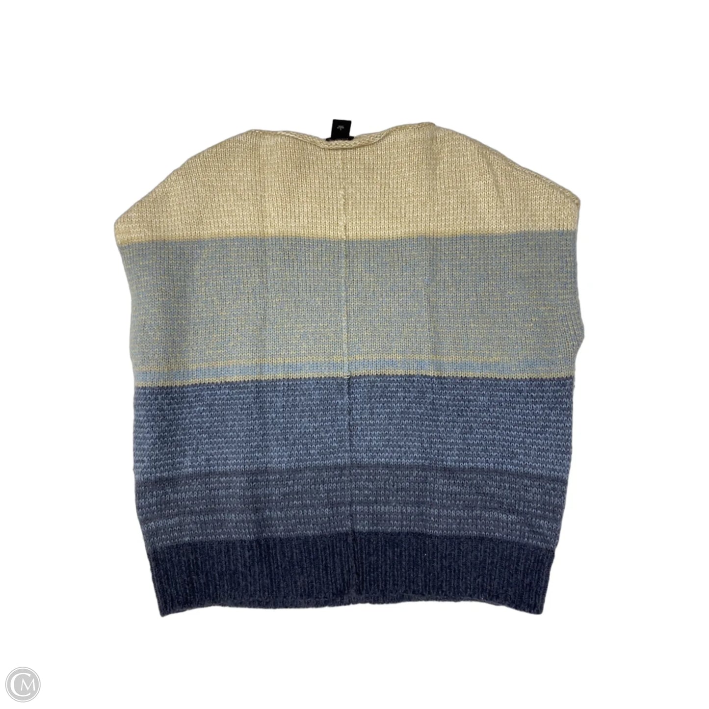 Sweater Short Sleeve By Ann Taylor In Blue & Cream, Size: L