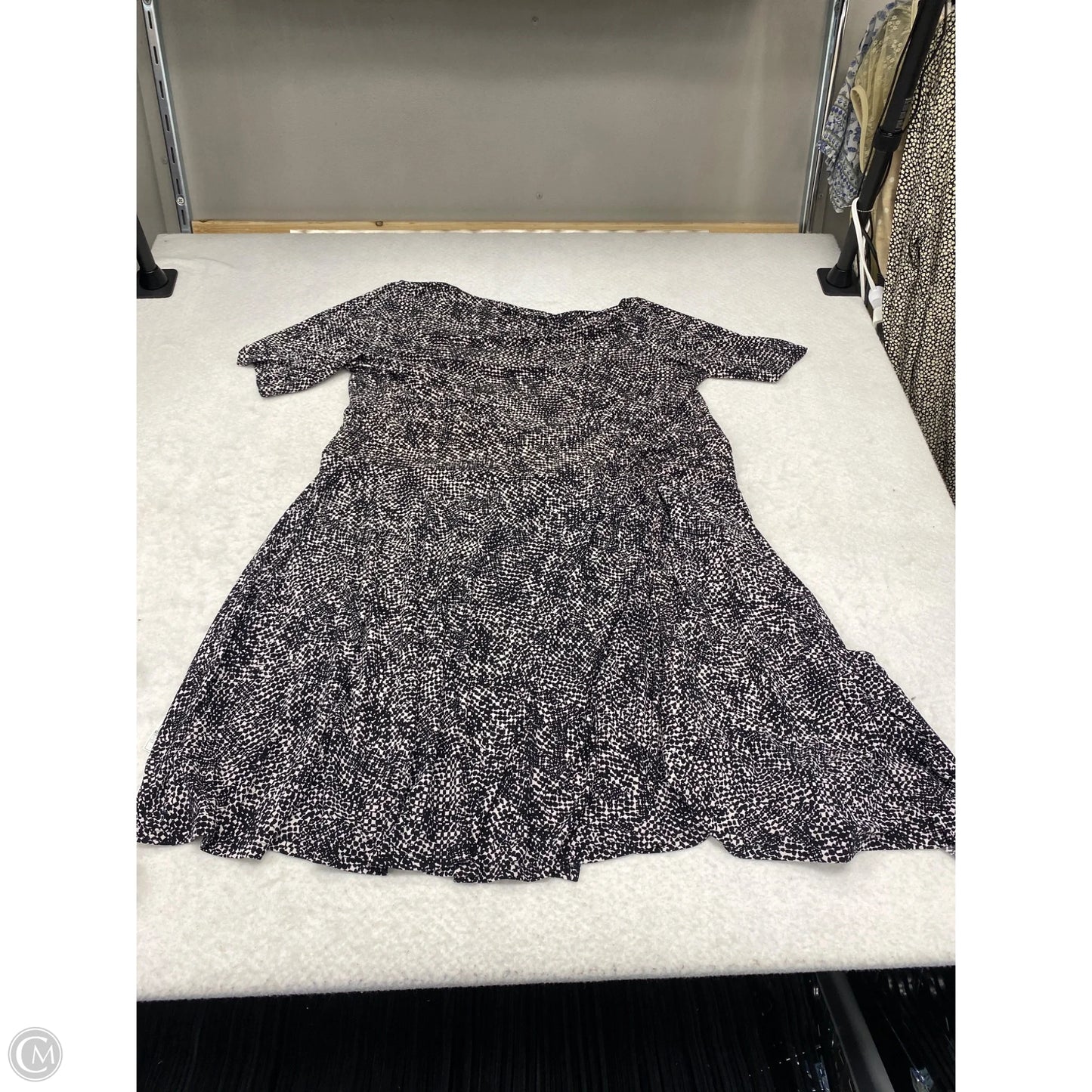 Dress Casual Midi By Lauren By Ralph Lauren In Black & White, Size: 16