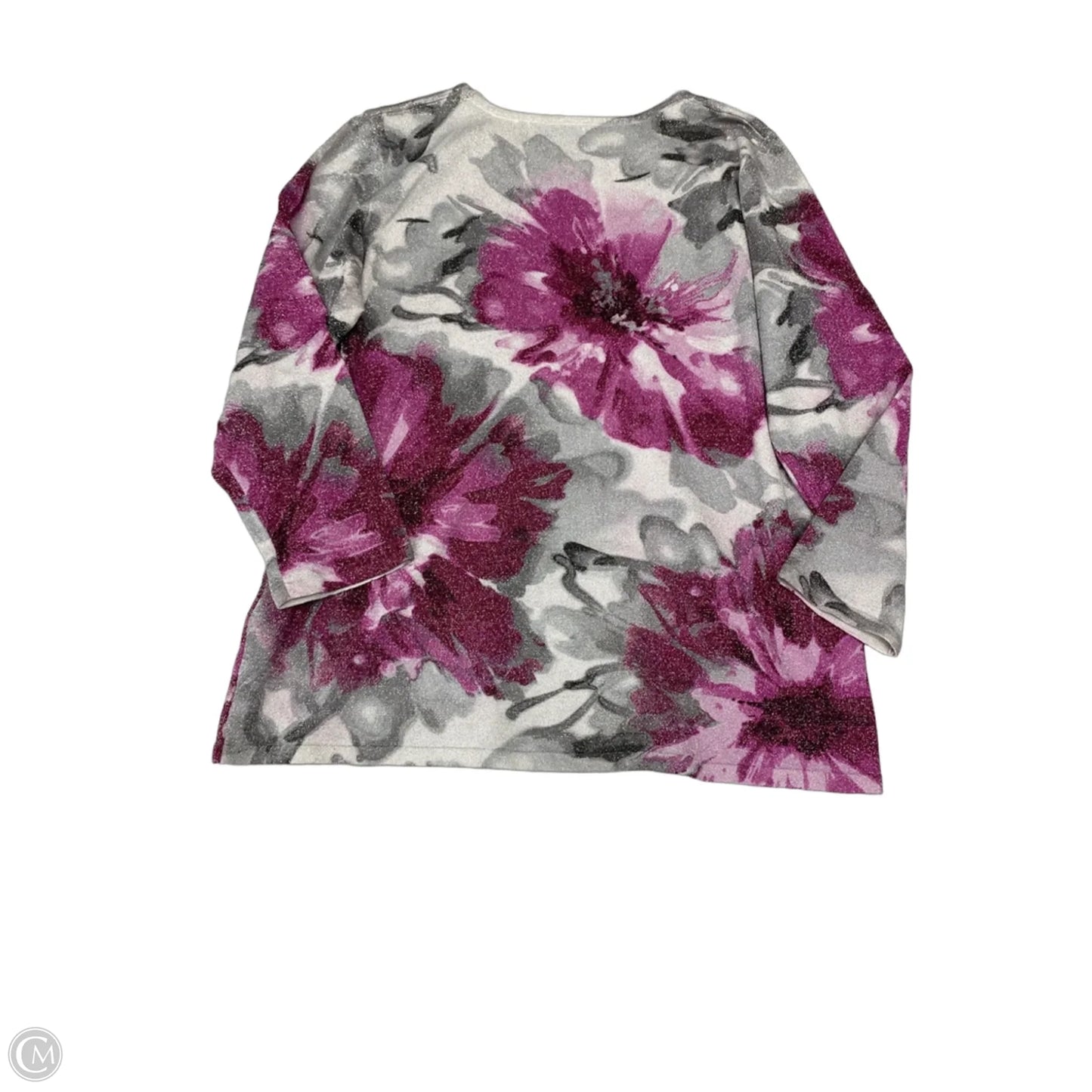 Blouse Long Sleeve By Alfred Dunner In Grey & Pink, Size: S