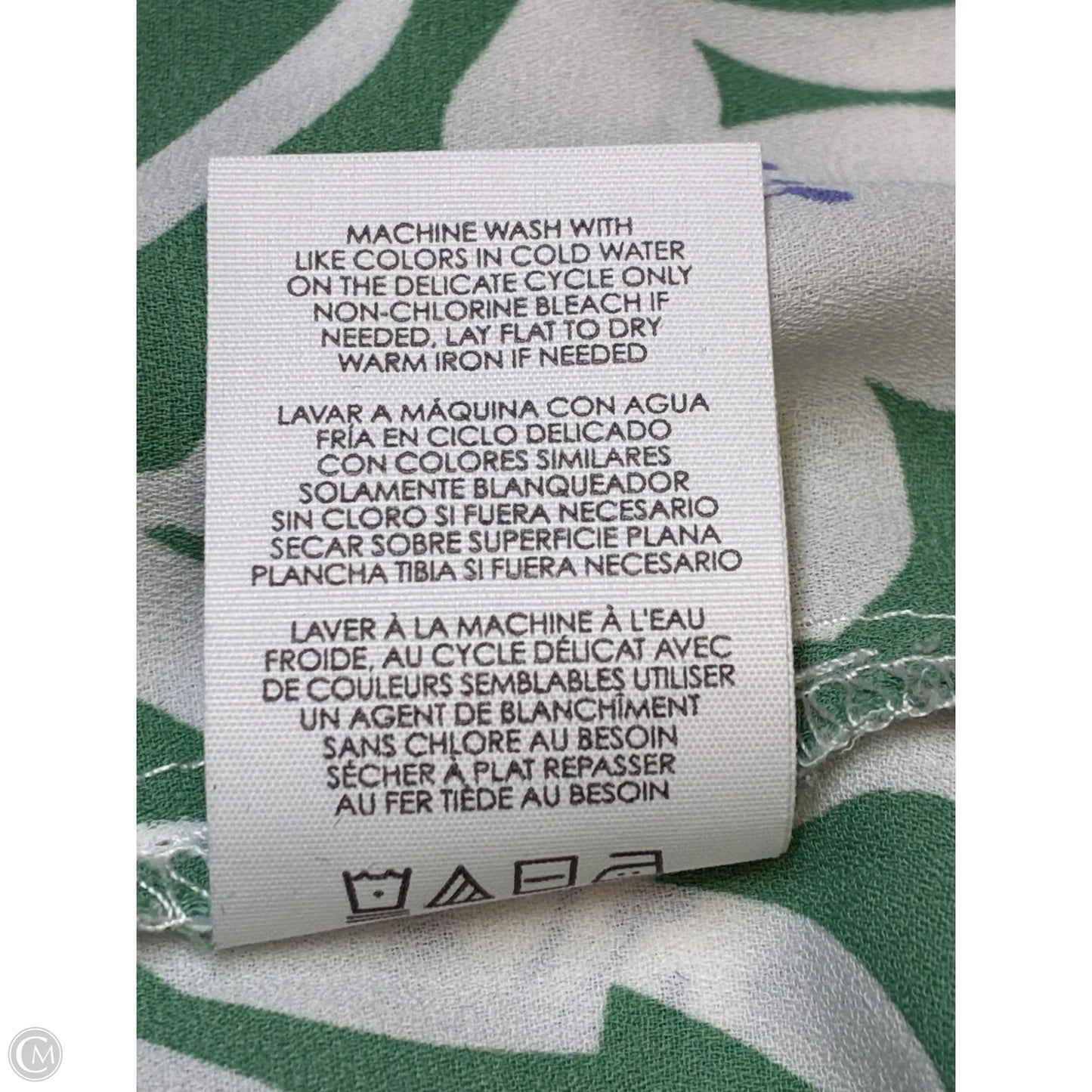 Blouse Sleeveless By Cabi In Green & White, Size: M