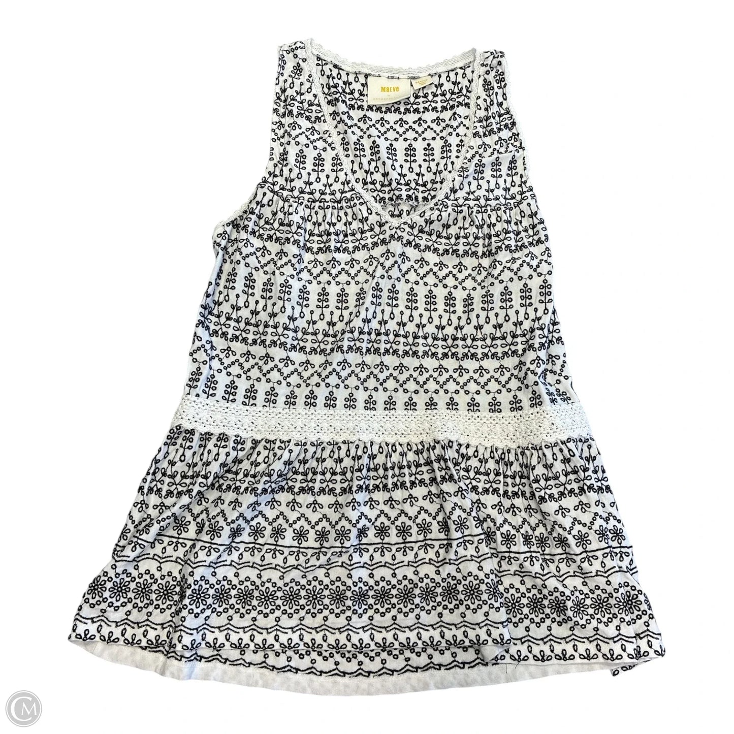 Top Sleeveless By Maeve In Black & White, Size: M