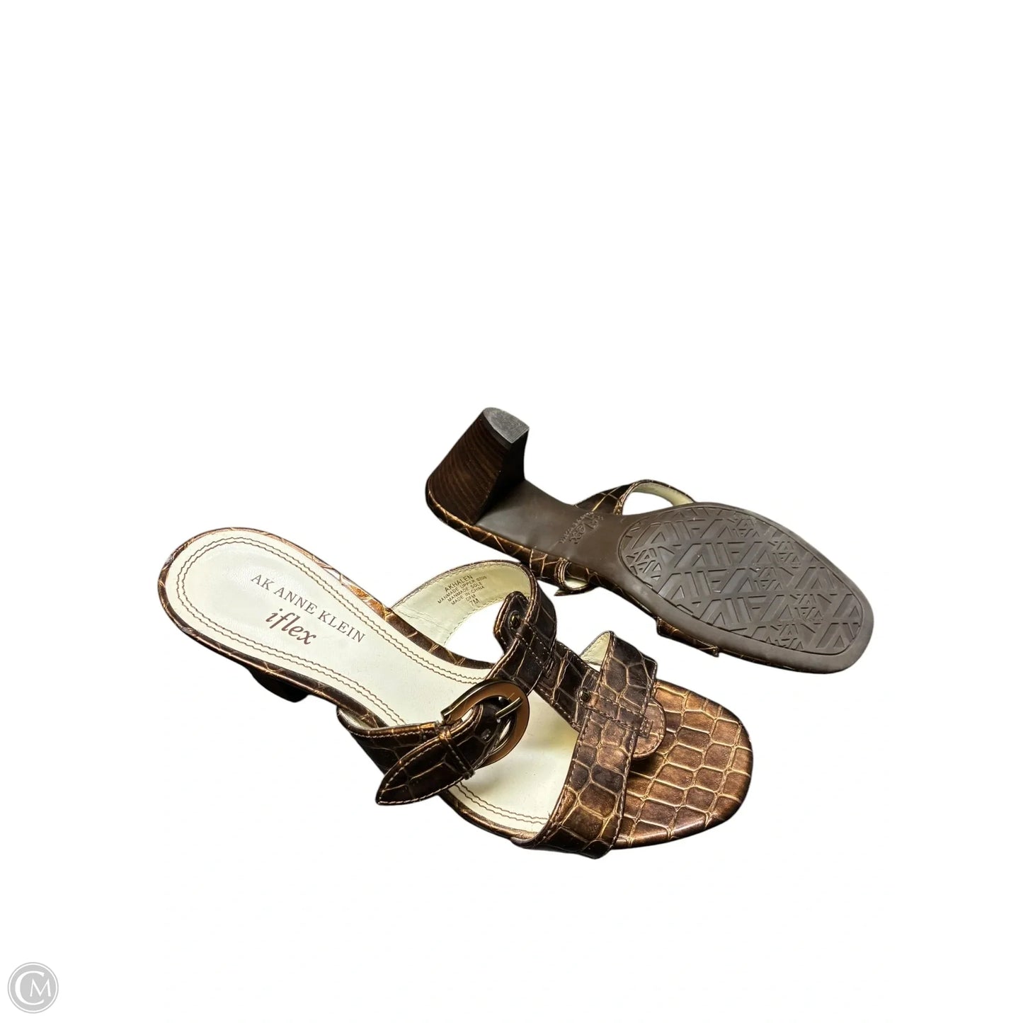Sandals Heels Kitten By Anne Klein In Bronze, Size: 7