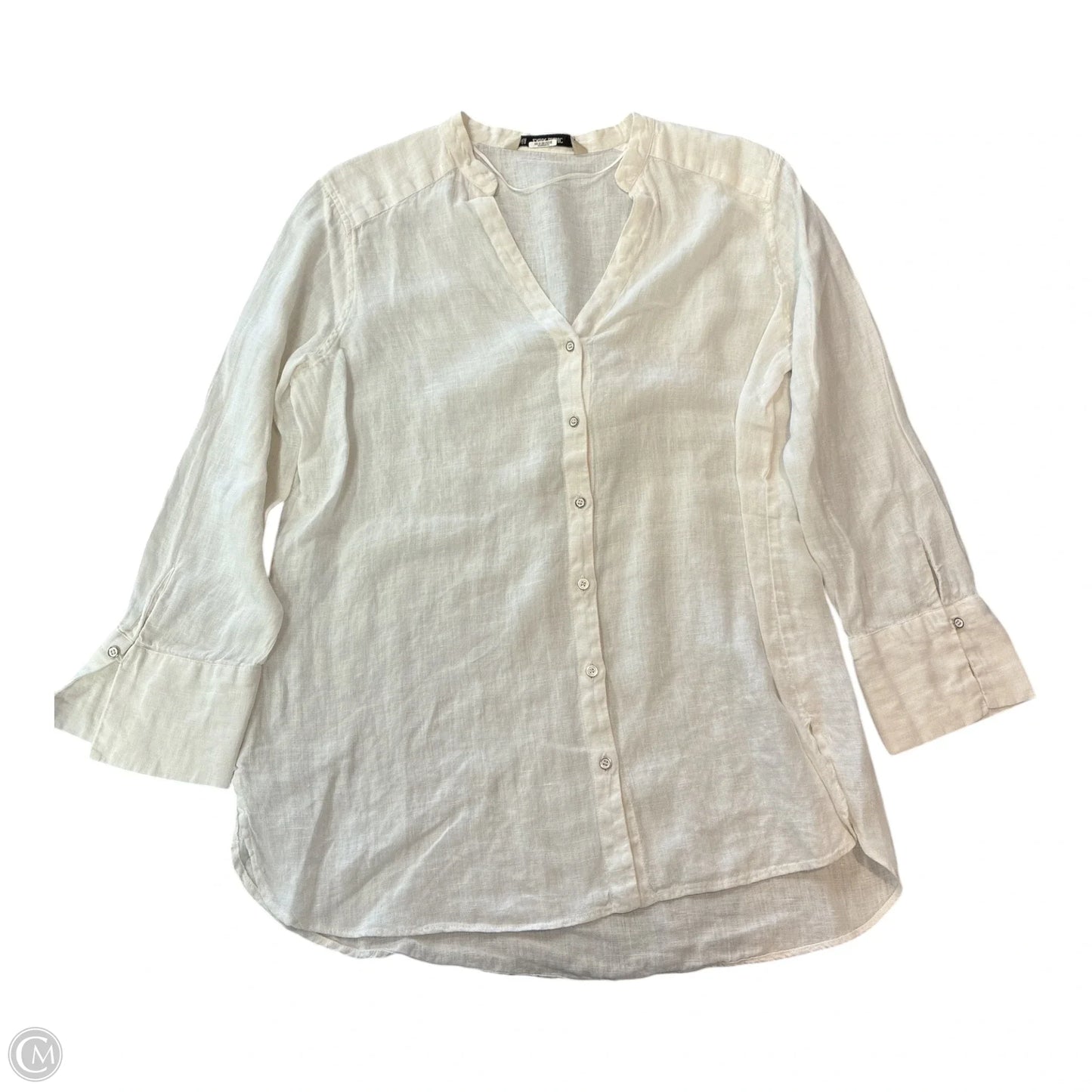 Top Long Sleeve Basic By Zara Basic In White, Size: M