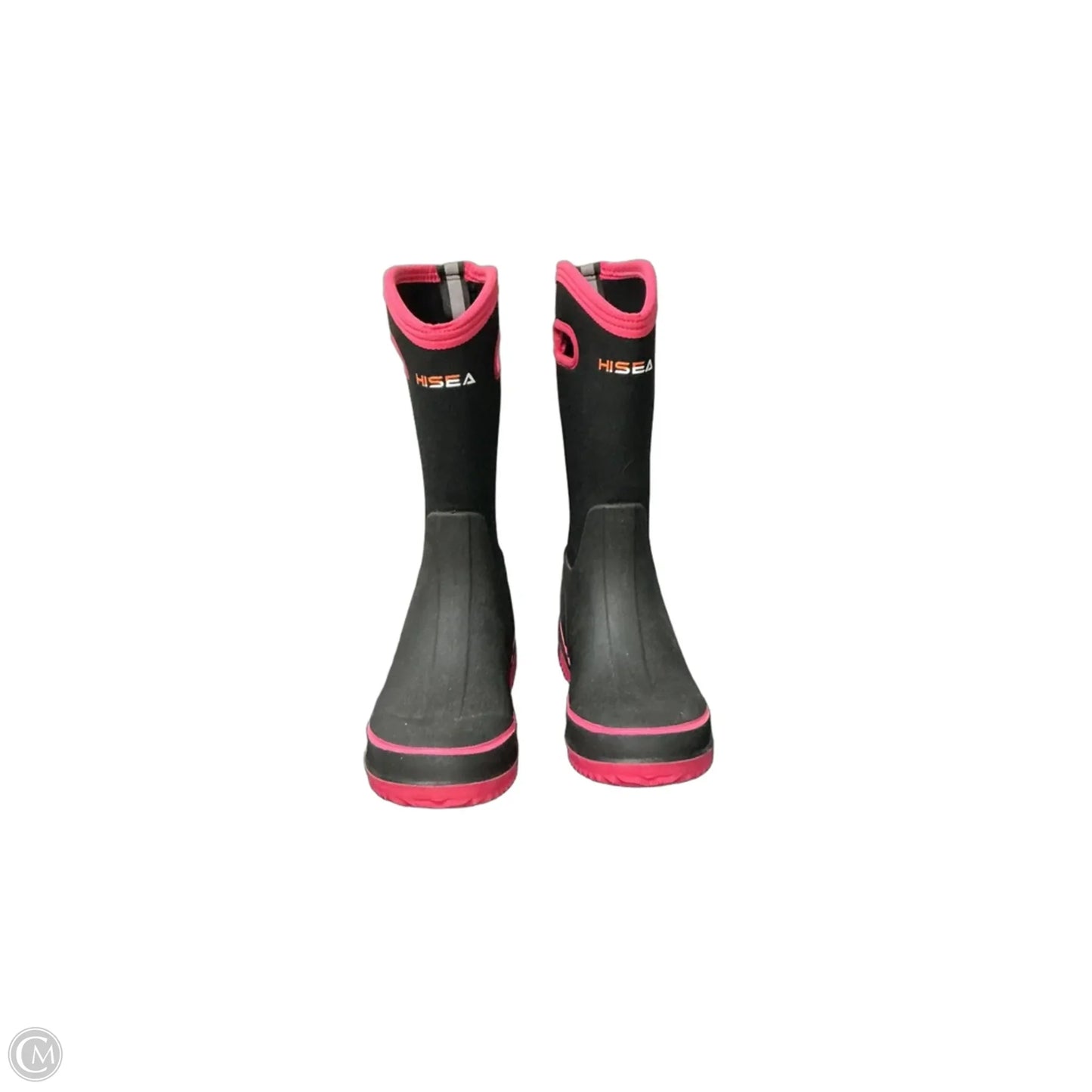 Boots Rain By Clothes Mentor In Black & Pink, Size: 6