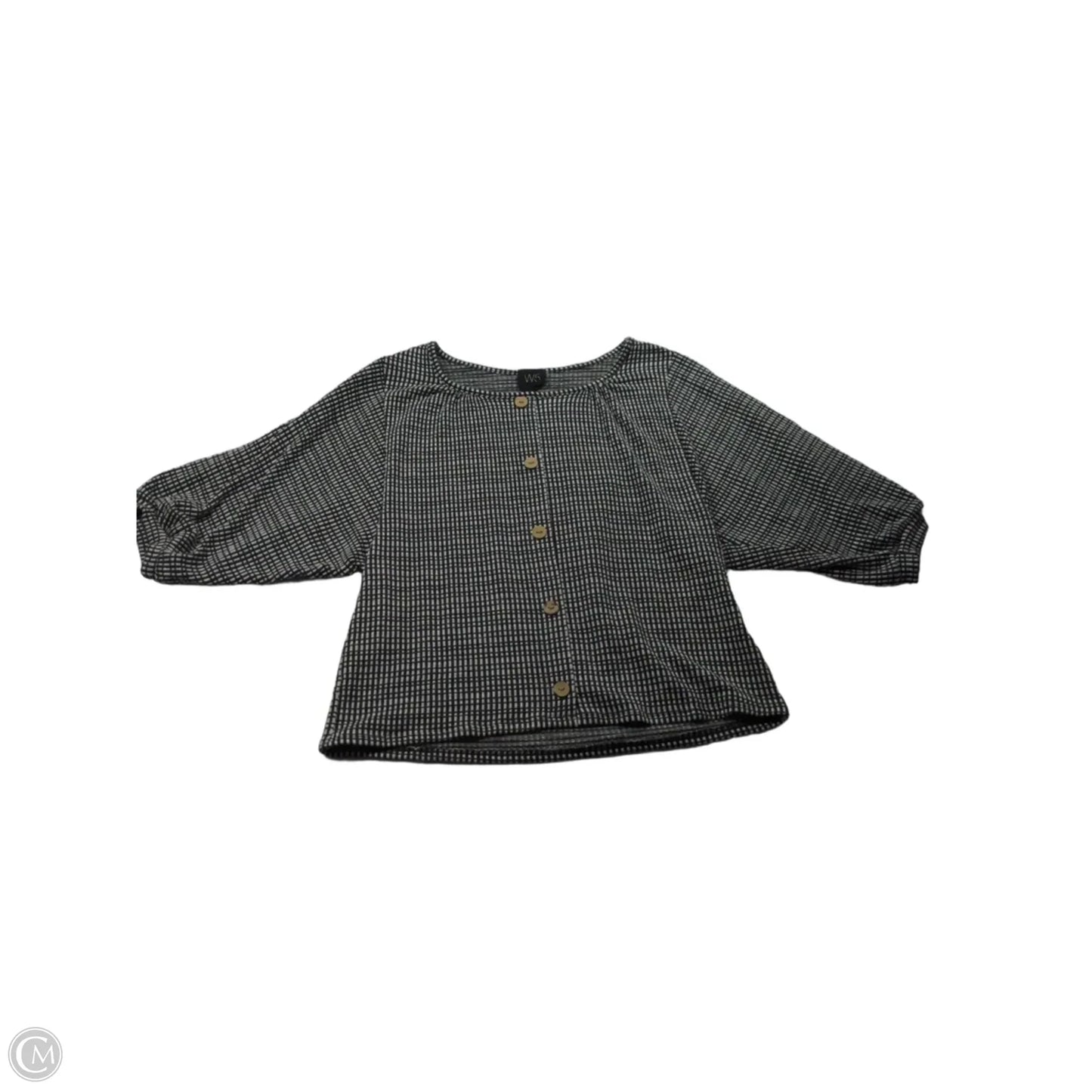 Top 3/4 Sleeve By W5 In Black & White, Size: S