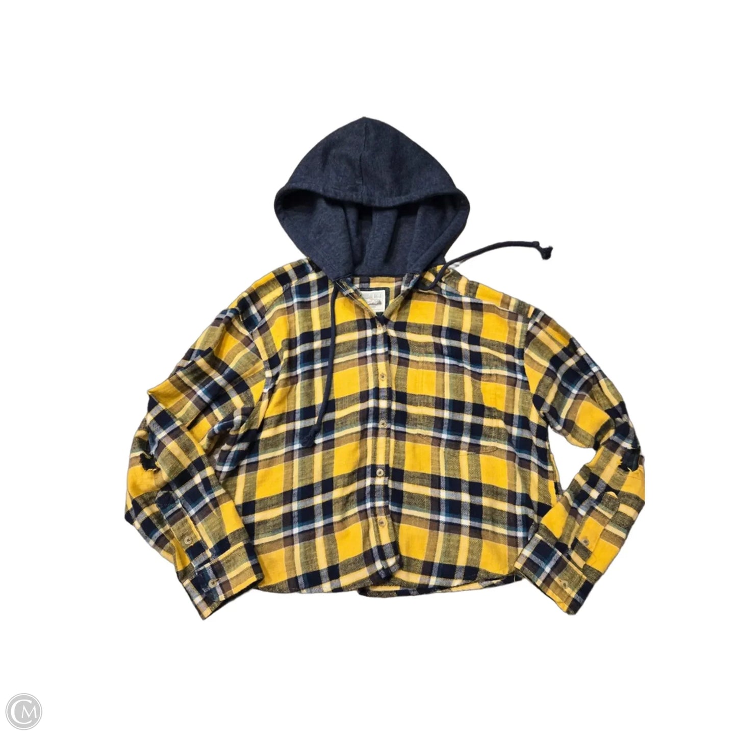 Top Long Sleeve By American Eagle In Blue & Yellow, Size: L