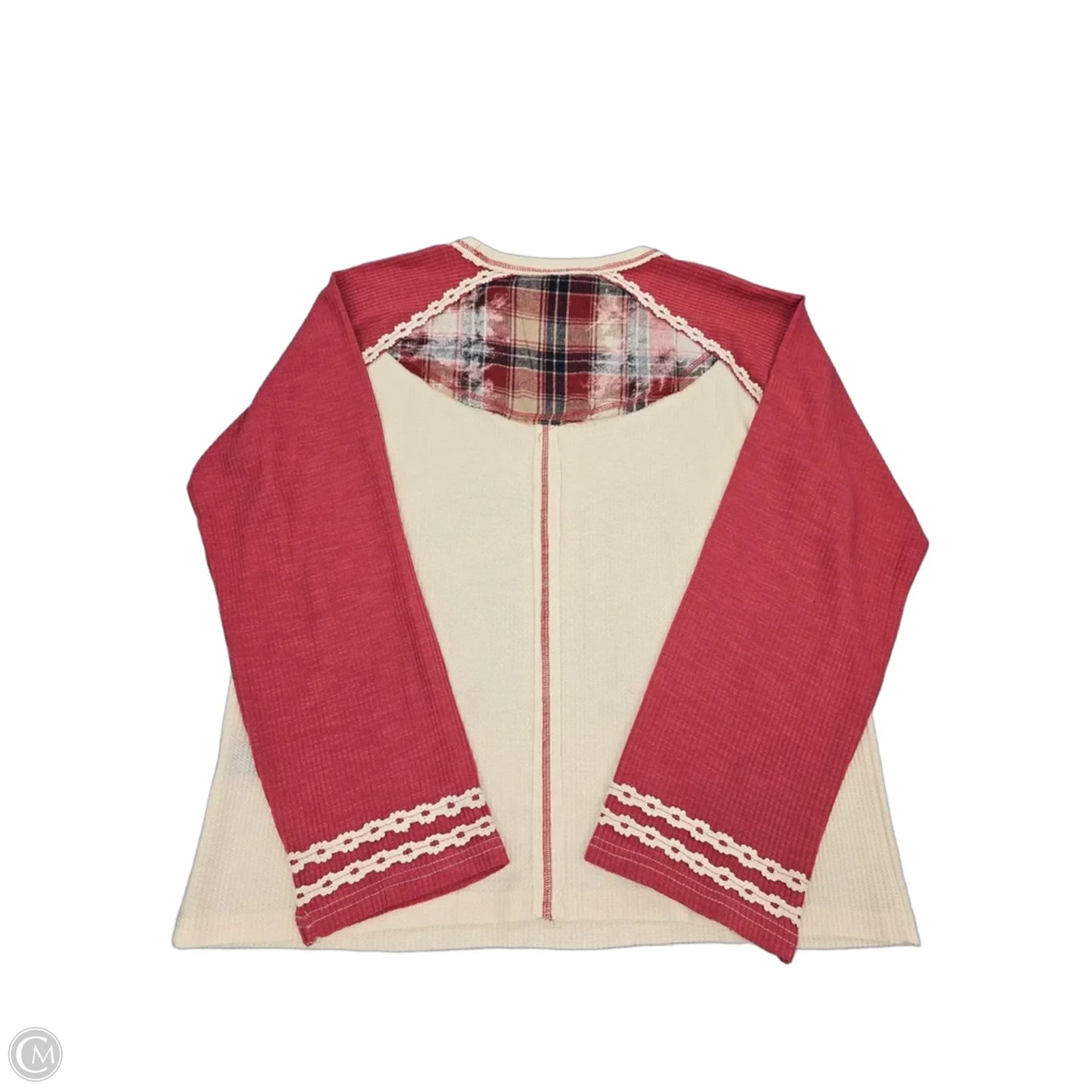 Top Long Sleeve By Pol In Red & White, Size: M