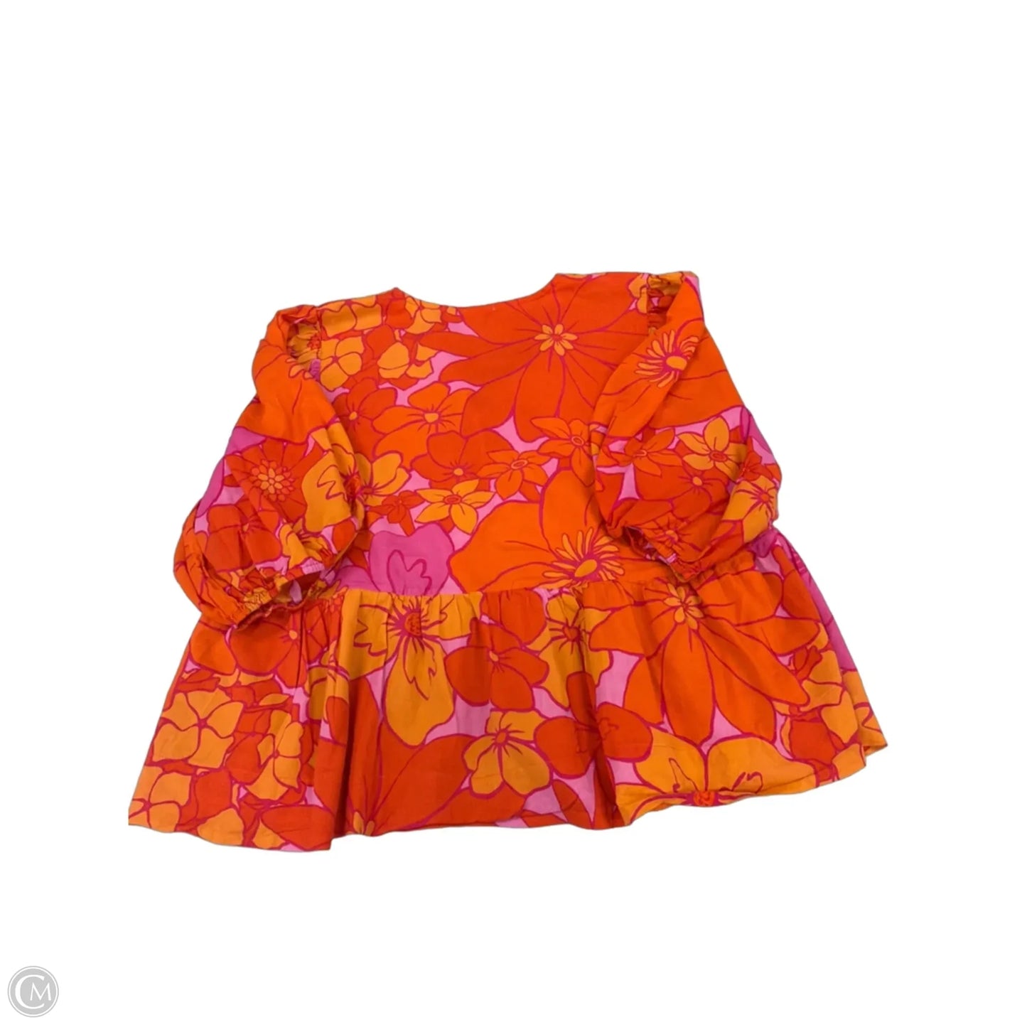 Top Short Sleeve By J.marie In Orange & Pink, Size: L