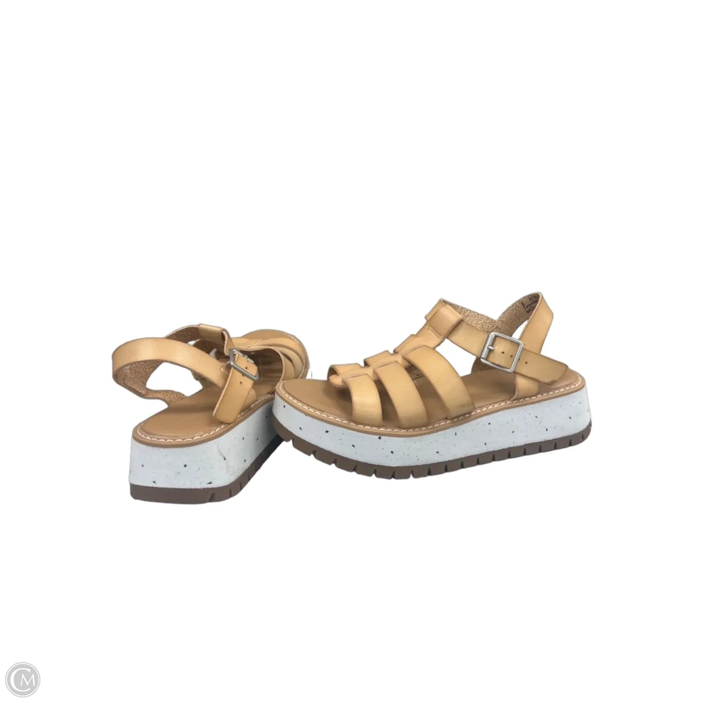 Sandals Heels Wedge By Universal Thread In Tan & White, Size: 9