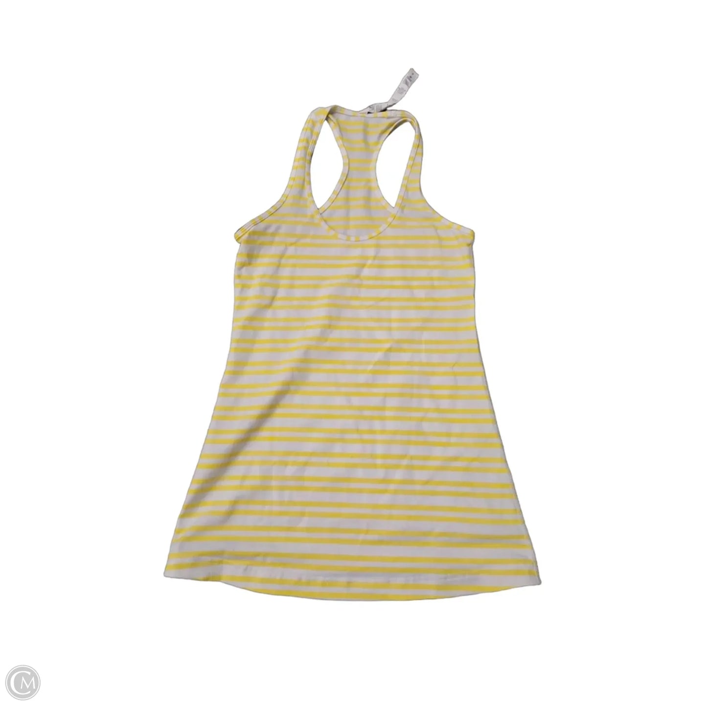 Athletic Tank Top By Lululemon In White & Yellow, Size: 6