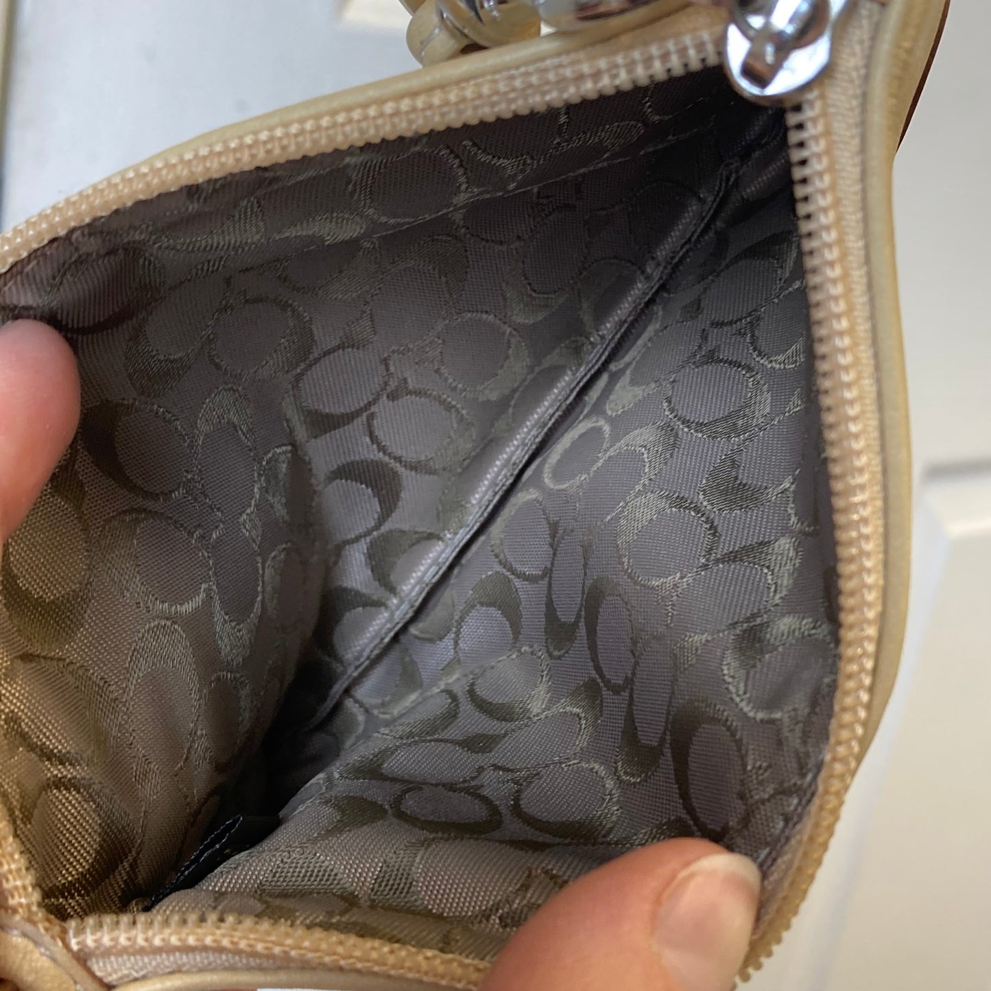 Wristlet Designer By Coach In Beige, Size:Small