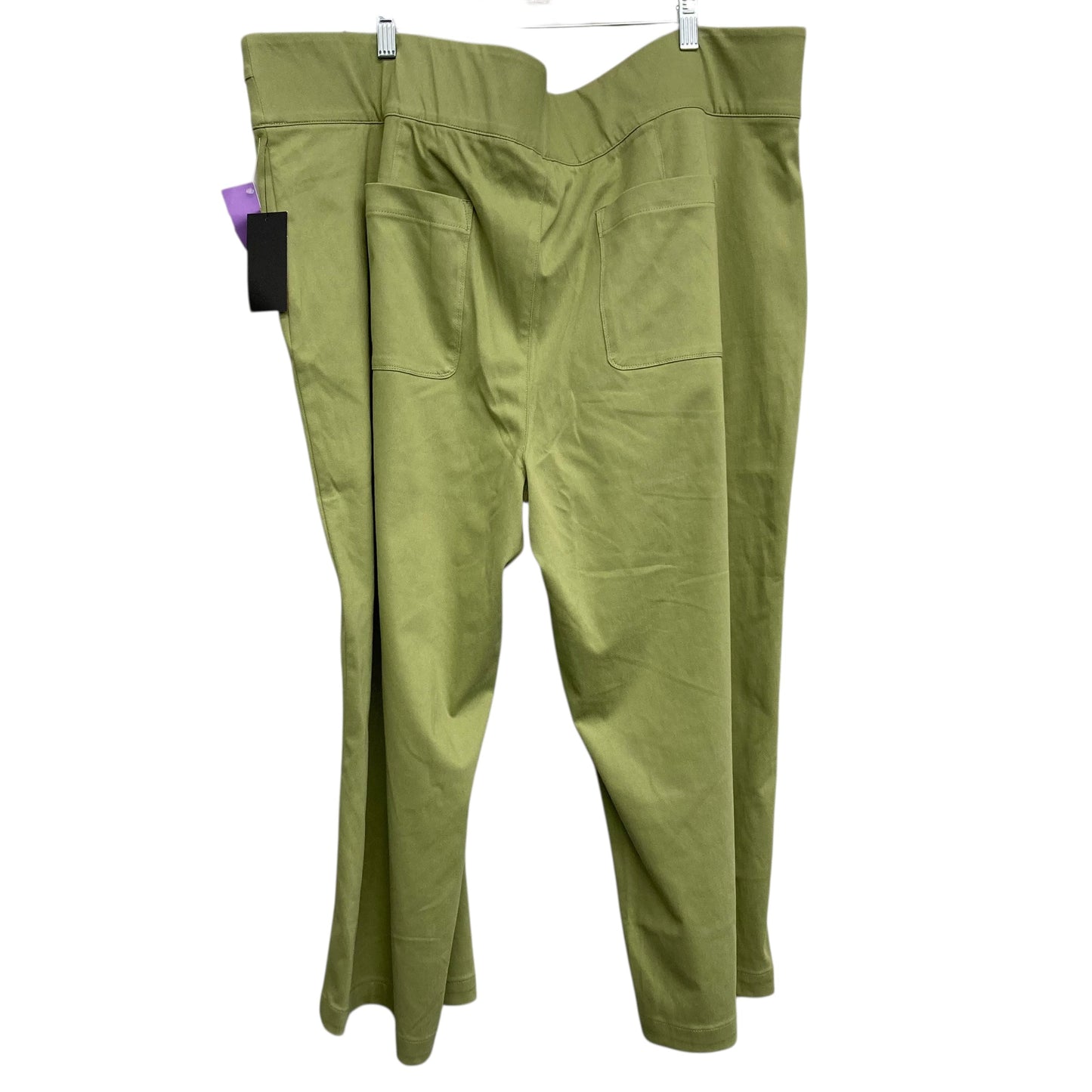 Pants Cropped By Denim And Co Qvc In Green, Size:3X