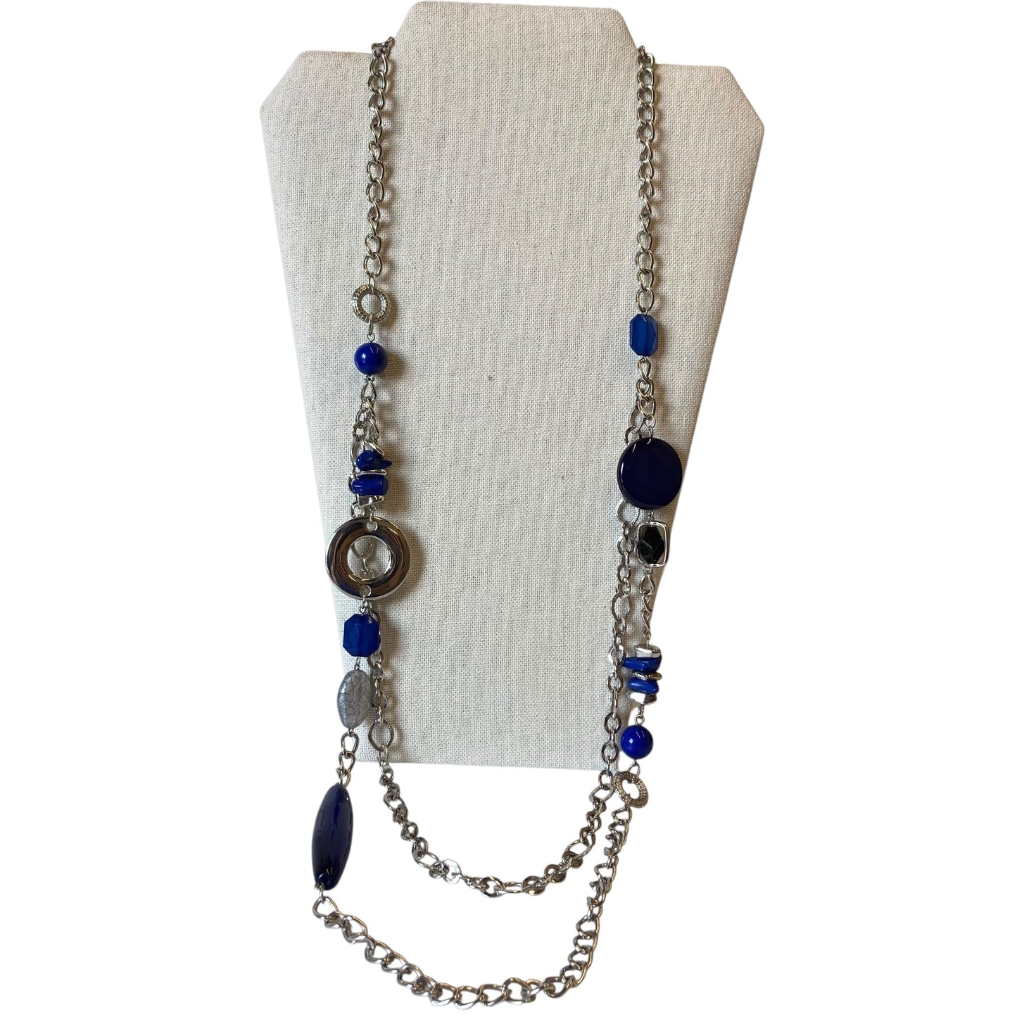 Necklace Statement In Blue & Silver