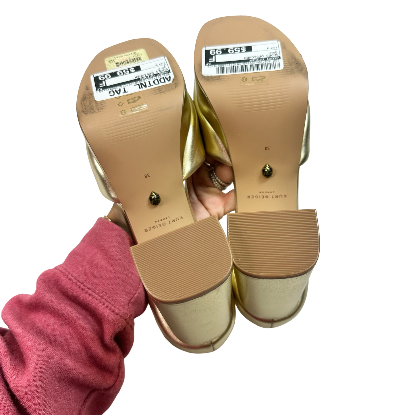 Shoes Designer By Kurt Geiger In Gold, Size: 38