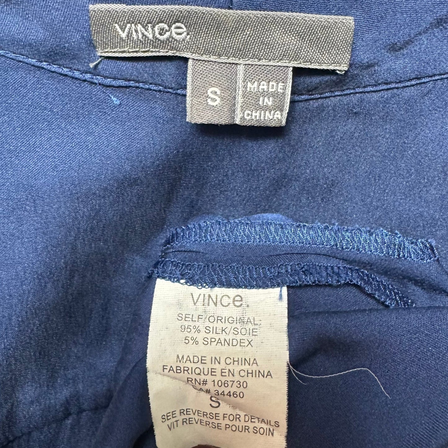 Silk Blend Top Long Sleeve By Vince In Blue, Size: S