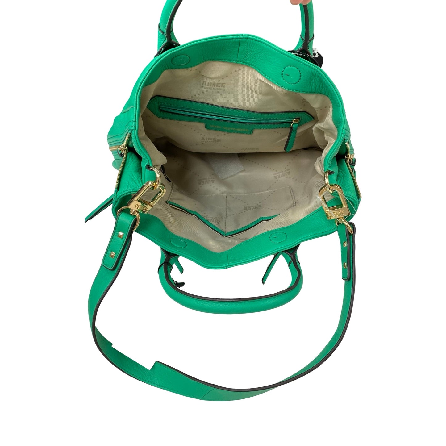 Handbag Leather By Aimee Kestenberg In Green, Size:Medium