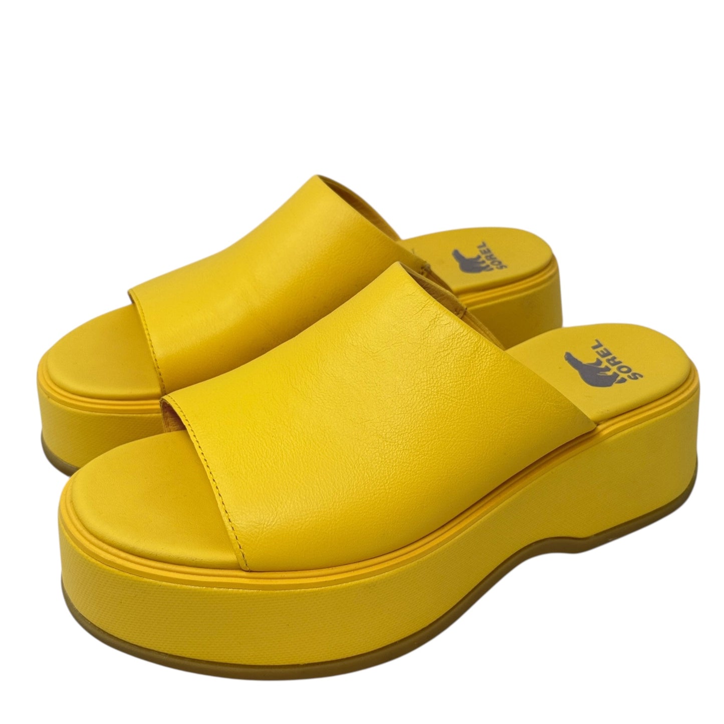 Dayspring Platform Slide Sandals By Sorel In Yellow, Size: 7
