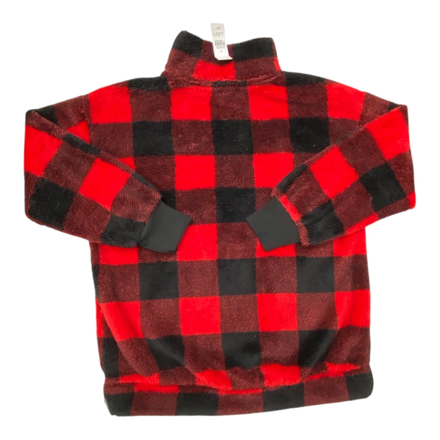 Jacket Faux Fur & Sherpa By Loft In Black & Red, Size:M