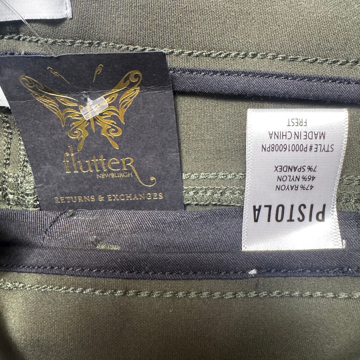 Kendall High Rise Skinny Scuba with Zipper By Pistola In Forest, Size: 14/32