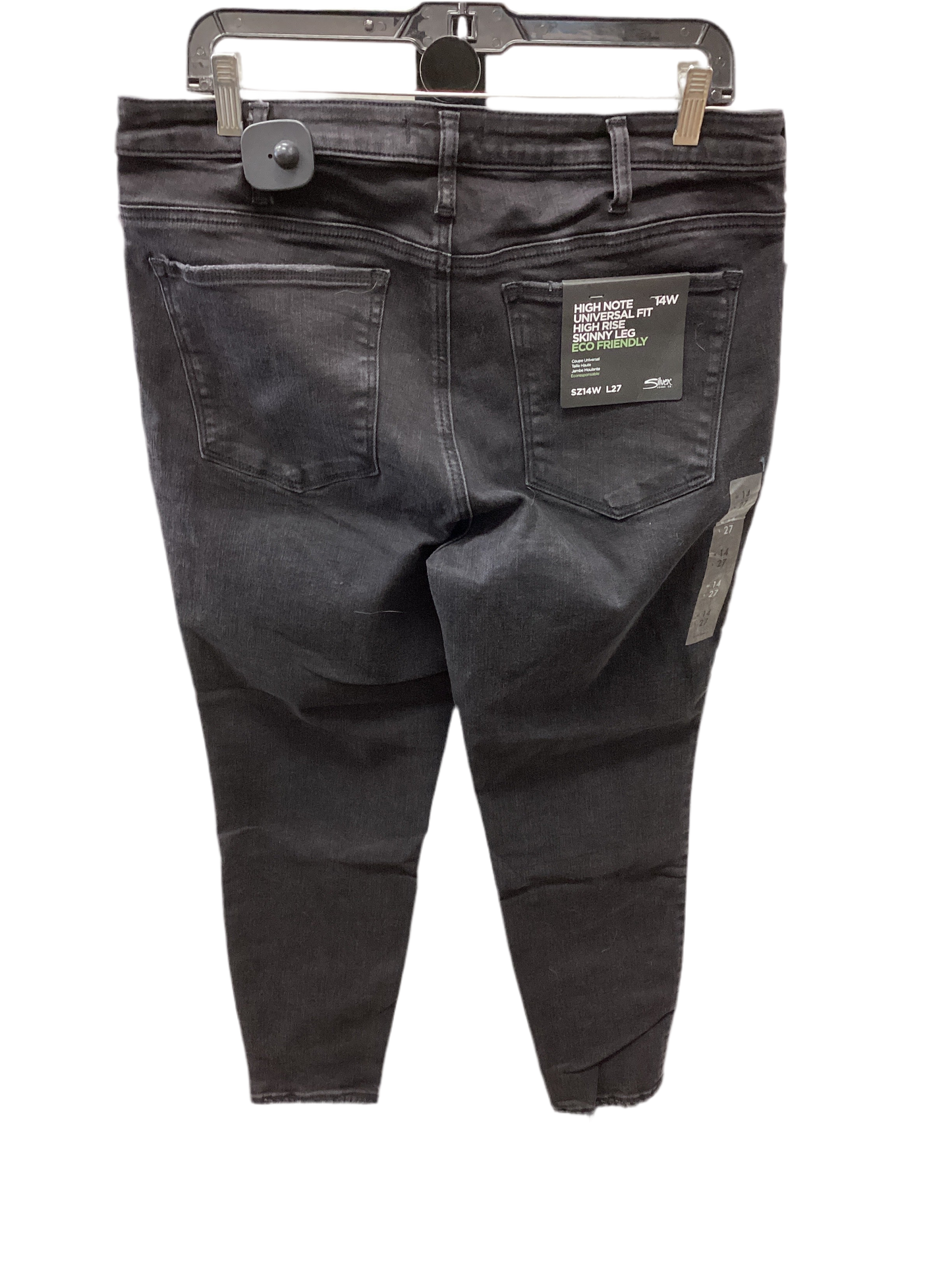 Jeans Skinny By Silver In Black Denim, Size:14