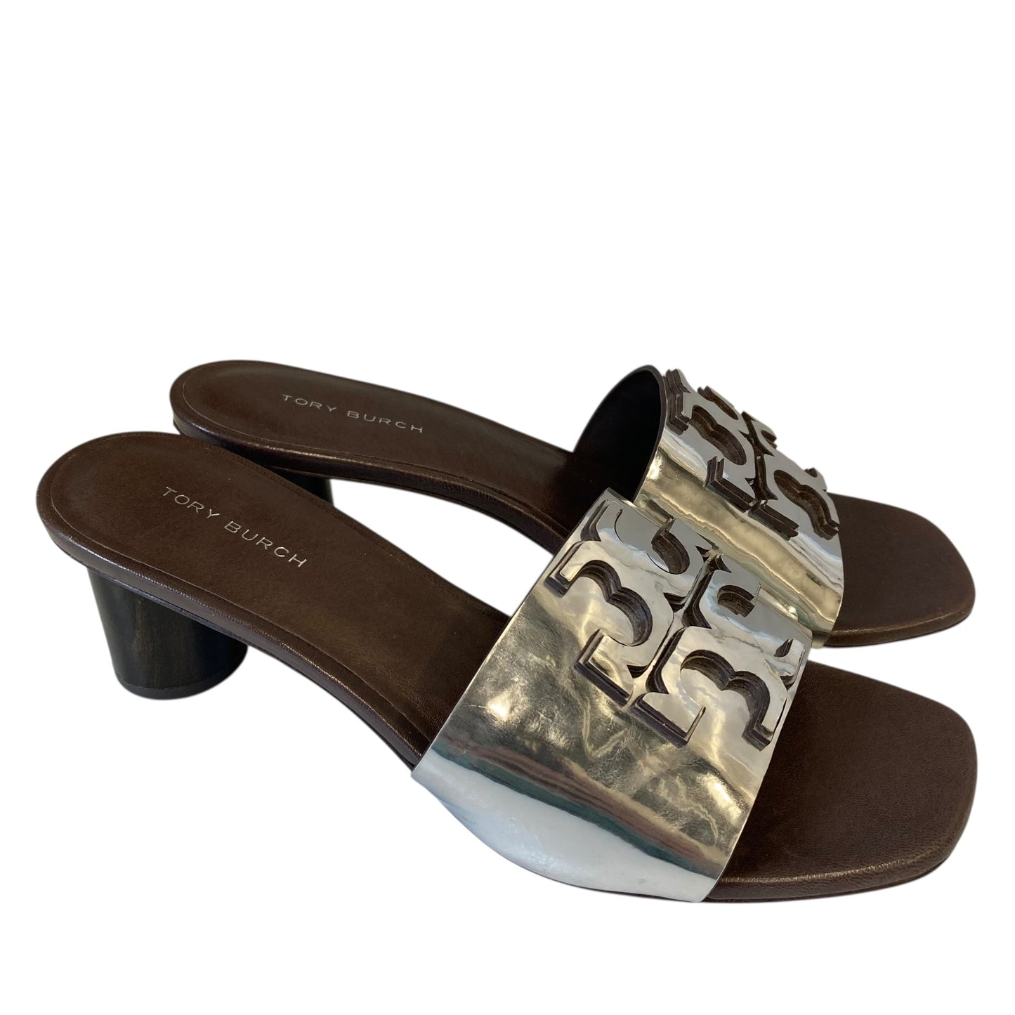 Sandals Designer By Tory Burch In Silver, Size:5
