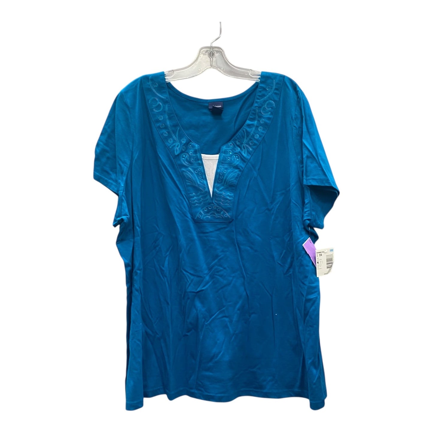 Top Ss By Basic Editions In Blue, Size:2X
