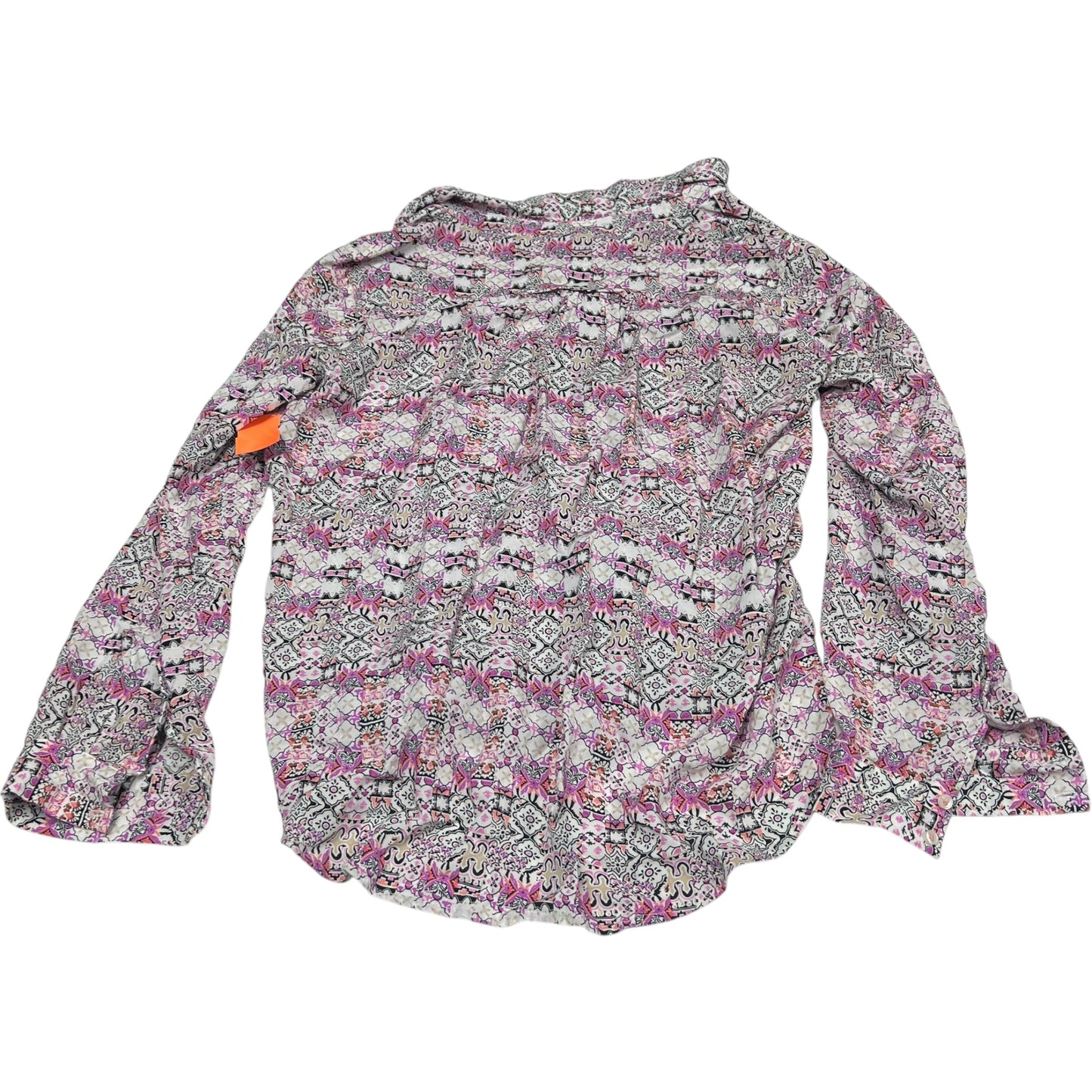 Top Long Sleeve By Maeve In Pink & White, Size: M