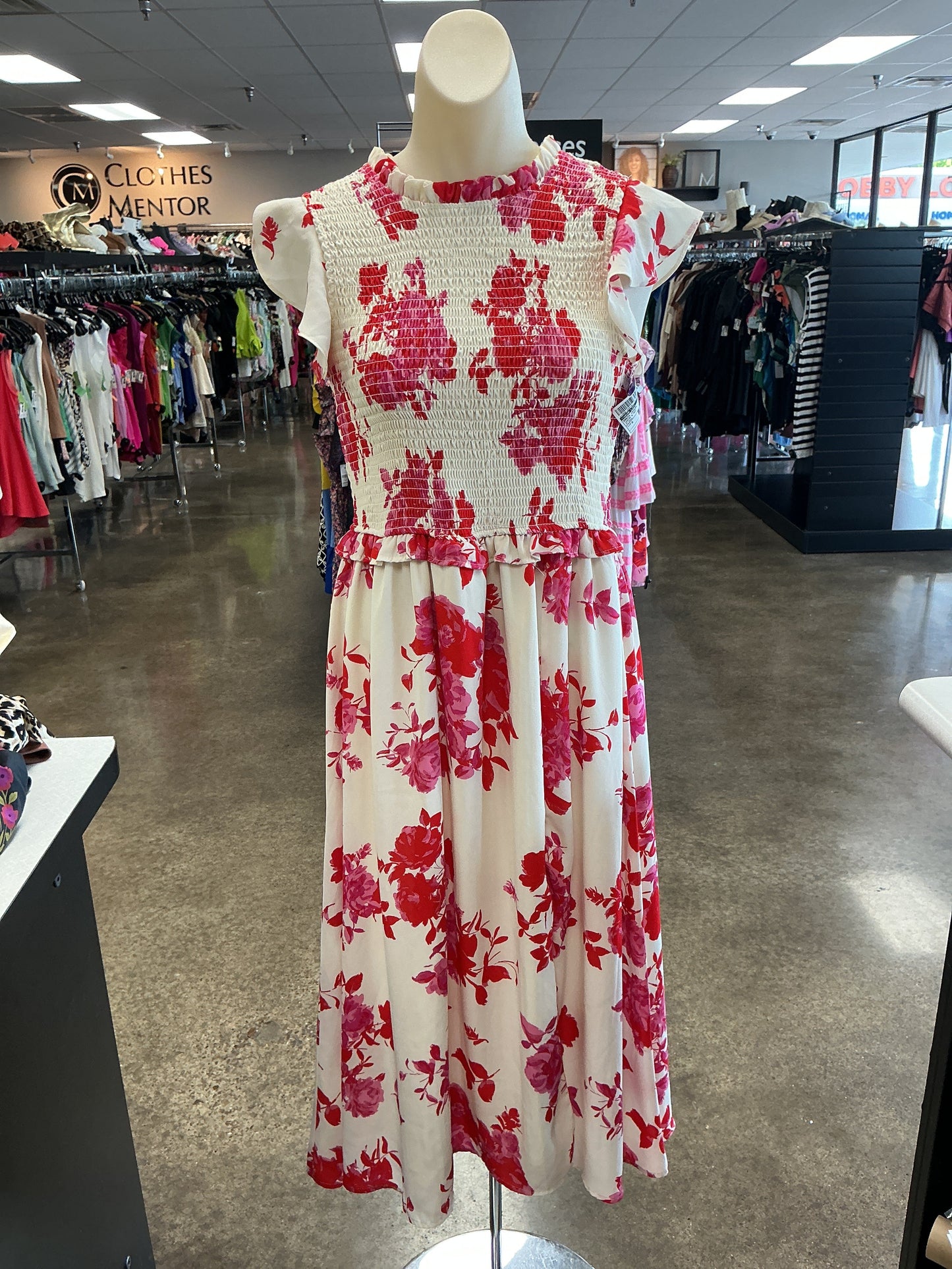 Dress Casual Maxi By Sugar Lips In Cream & Red, Size:S