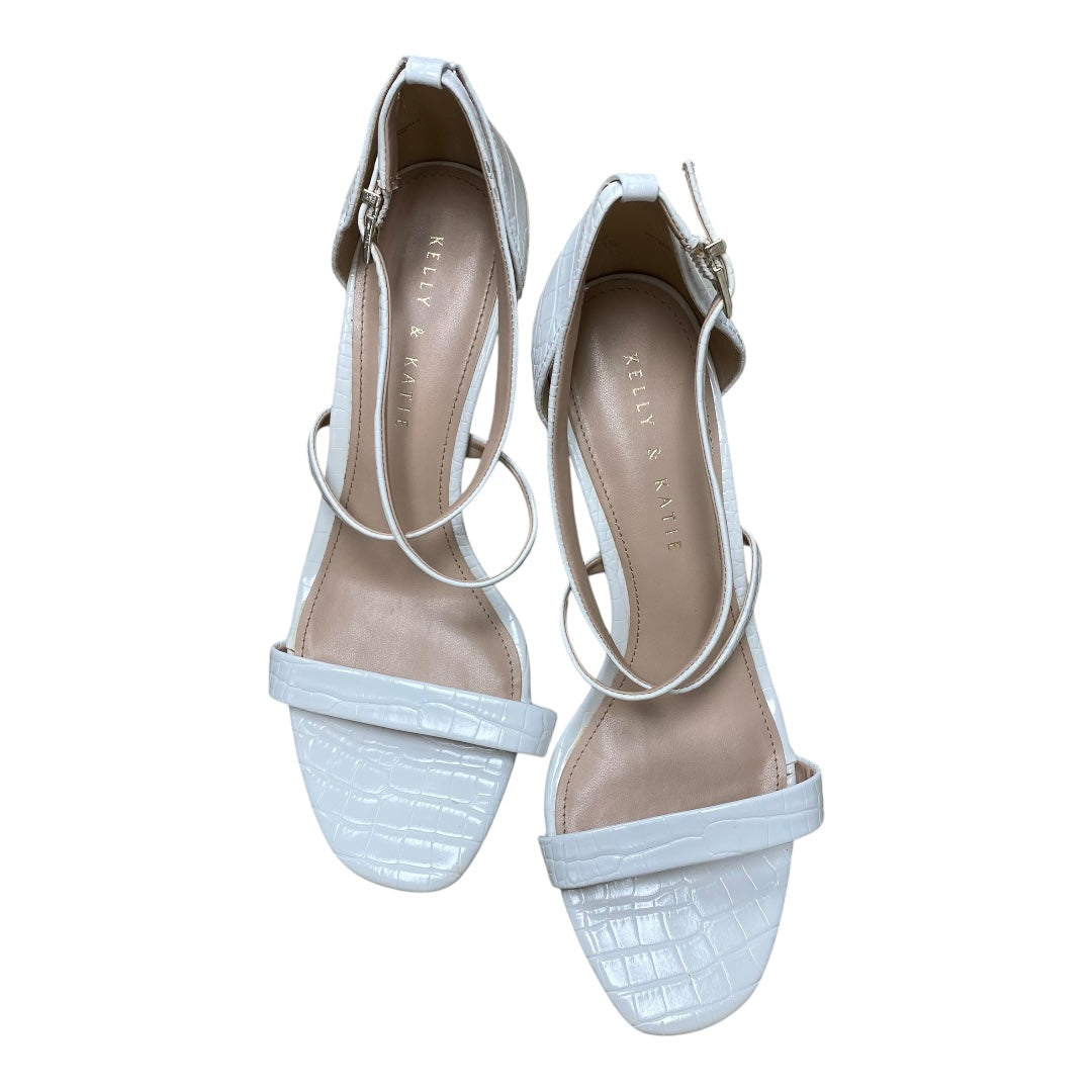 Sandals Heels Block By Kelly And Katie In White, Size:9