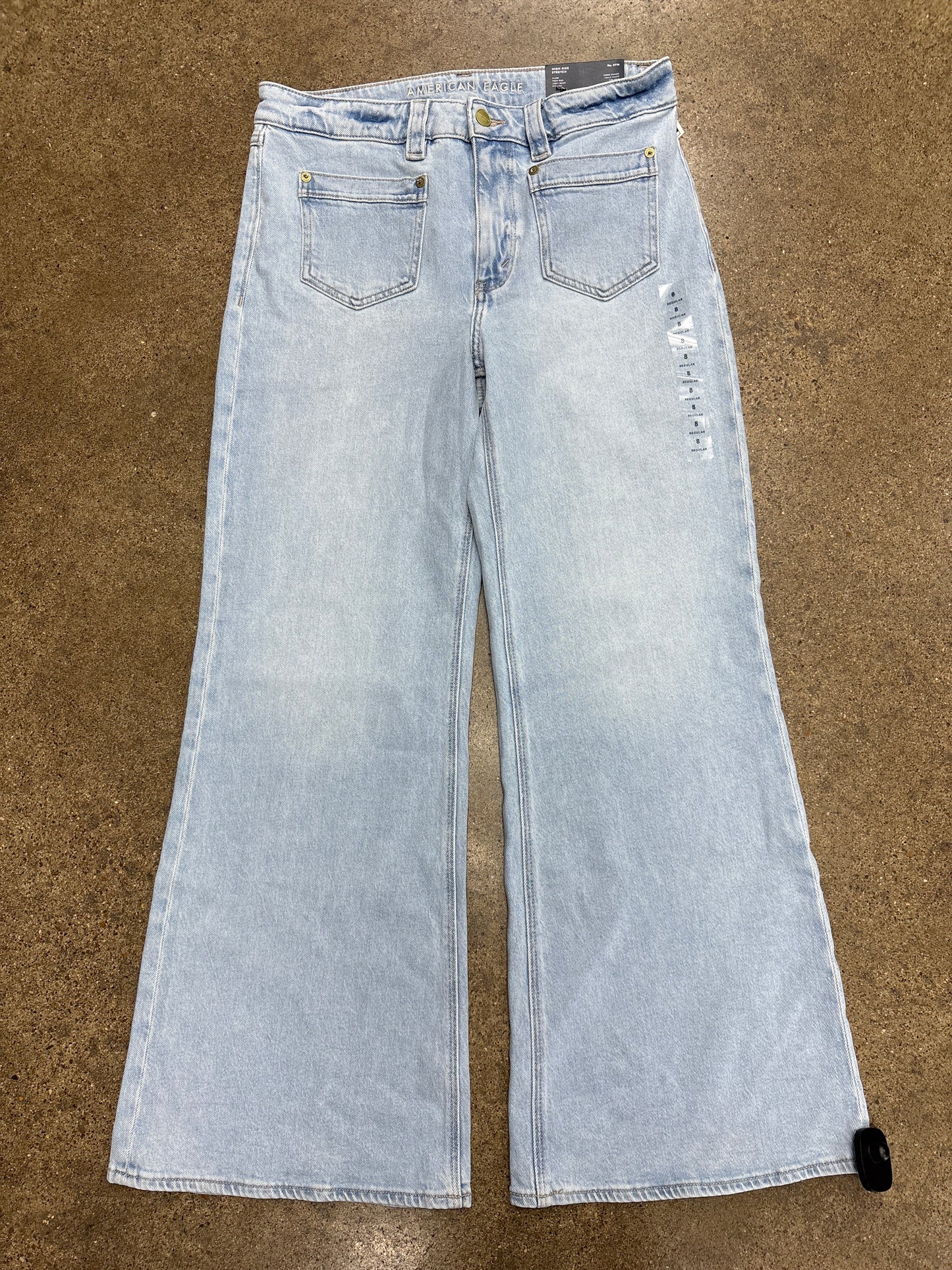 Jeans Wide Leg By American Eagle In Blue Denim, Size:8