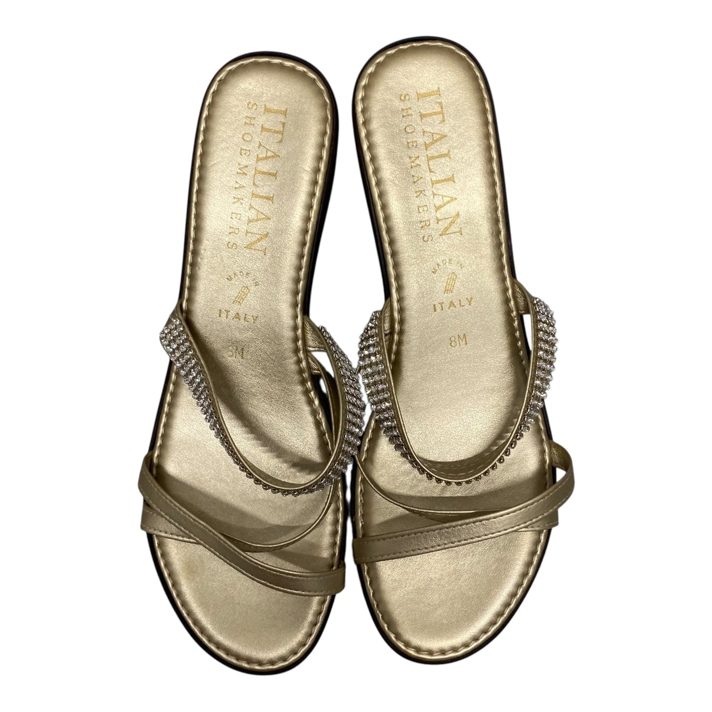 Sandals Heels Wedge By Italian Shoemakers In Gold, Size:8