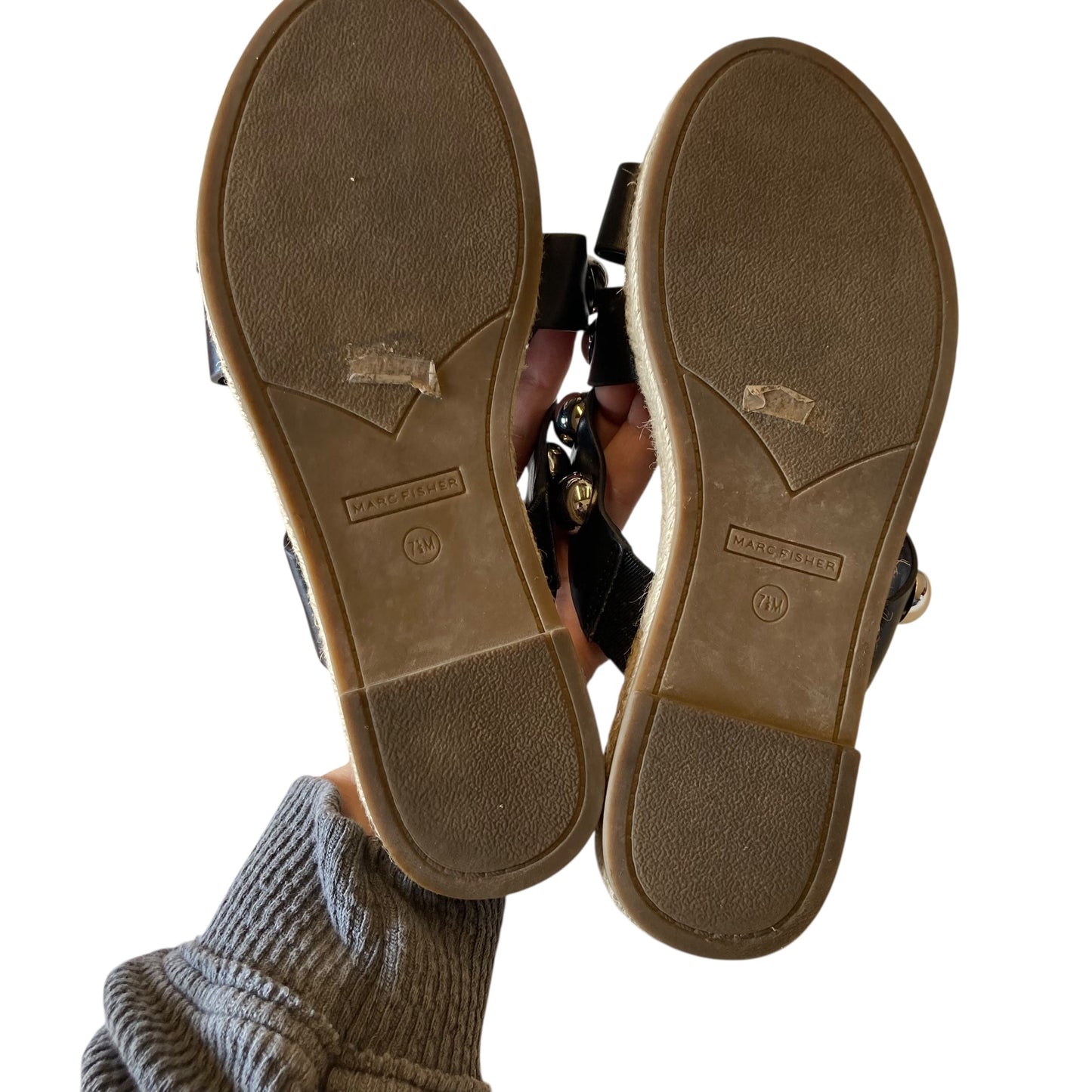 Sandals Flats By Marc Fisher In Black, Size:7.5