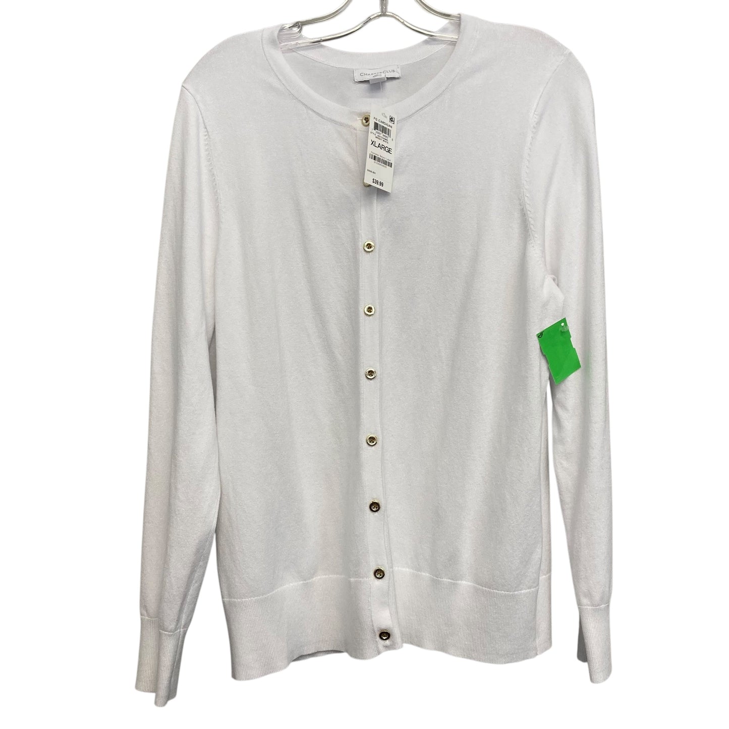 Sweater Cardigan By Charter Club In White, Size:Xl