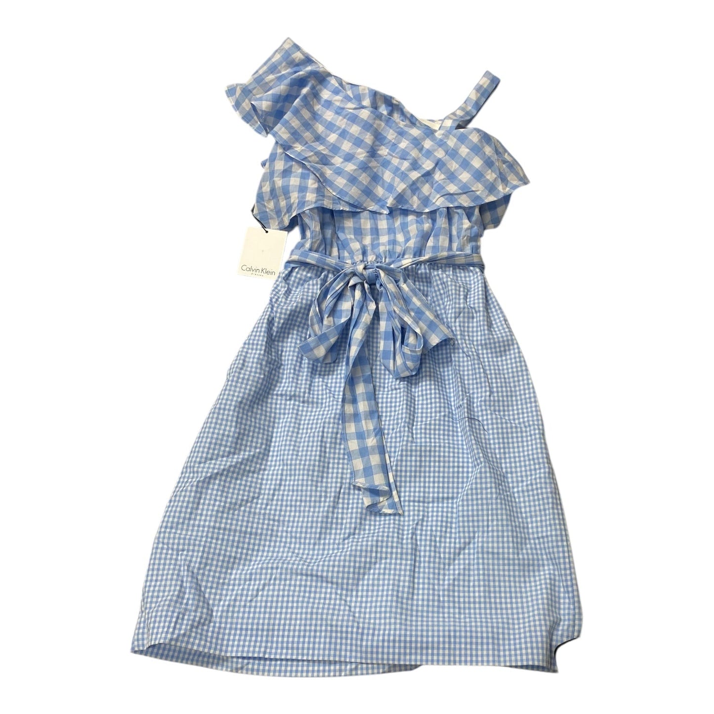 Dress Casual Midi By Calvin Klein In Blue & White, Size:S