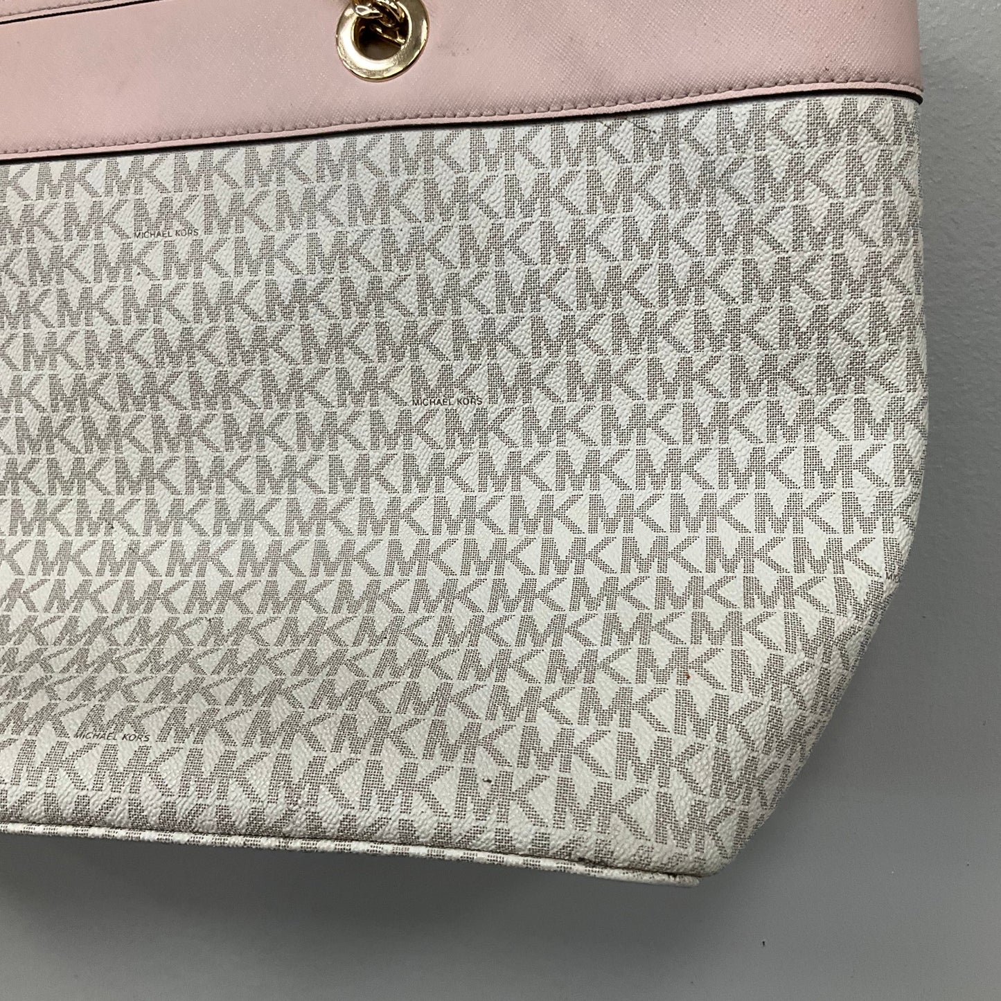 Tote Designer By Michael Kors In Pink & White, Size:Large