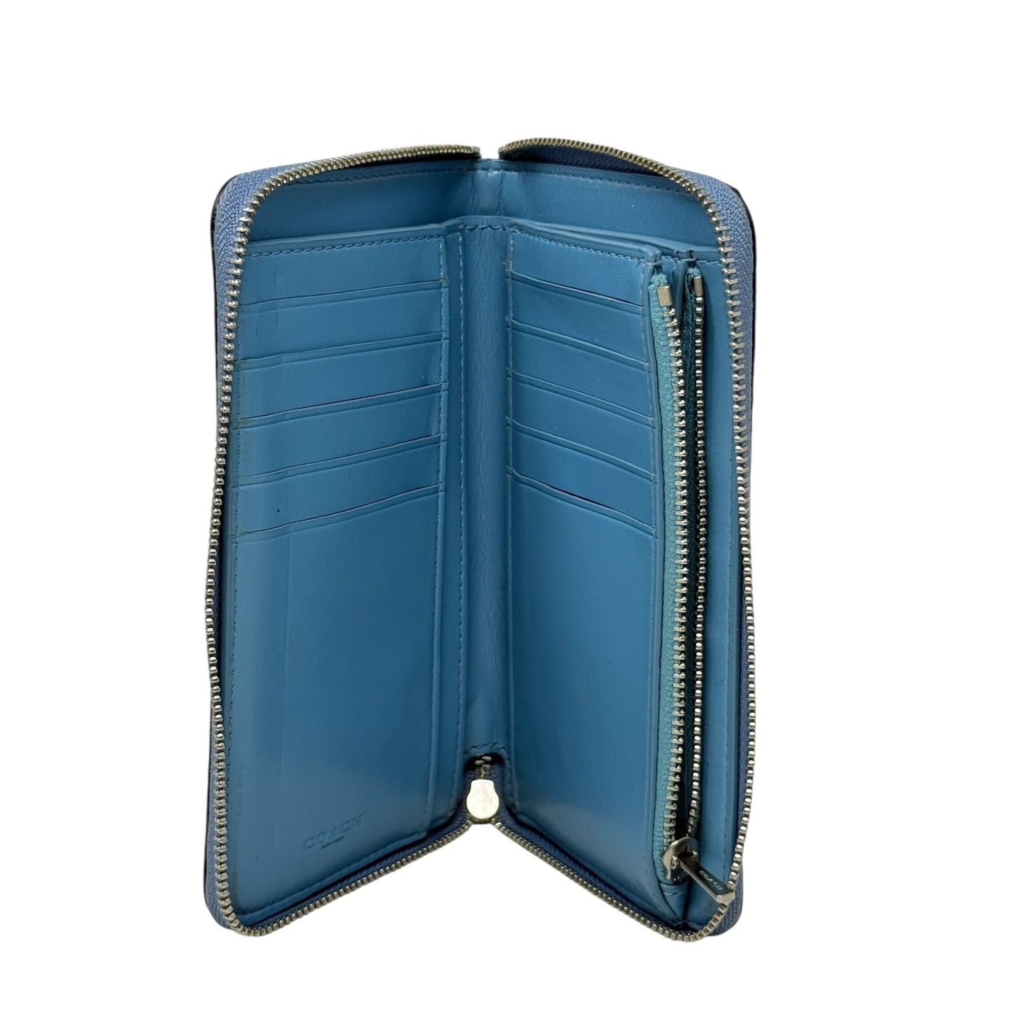 Medium Zip Around Wallet In Sleeping Rose Print Coated Canvas Designer By Coach, Size: Medium