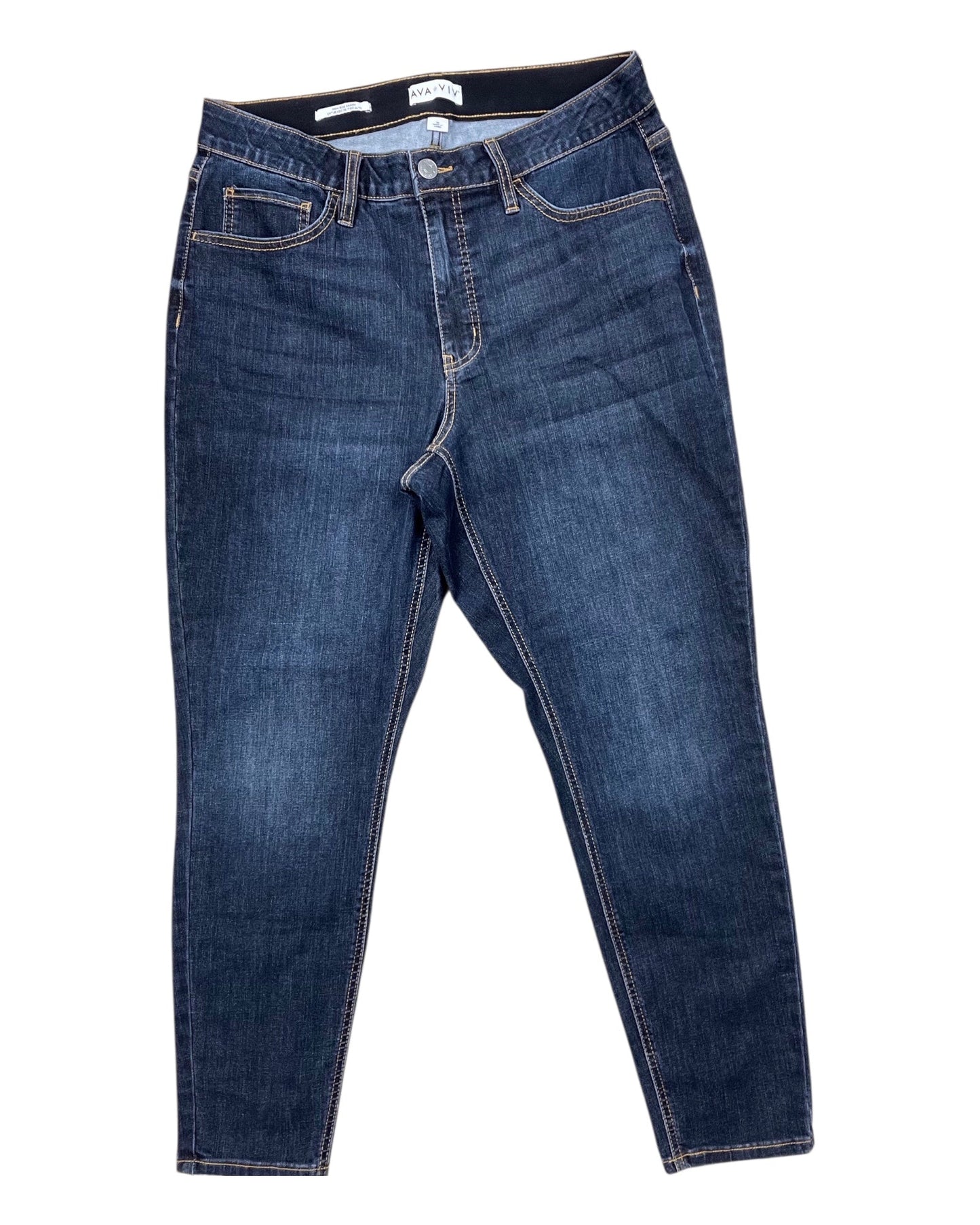 Jeans Skinny By Ava & Viv In Blue Denim, Size:16