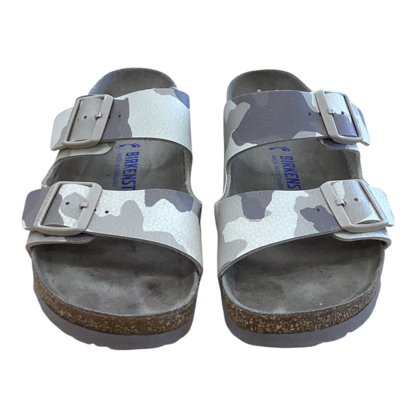Sandals Flats By Birkenstock In Camouflage Print, Size:9