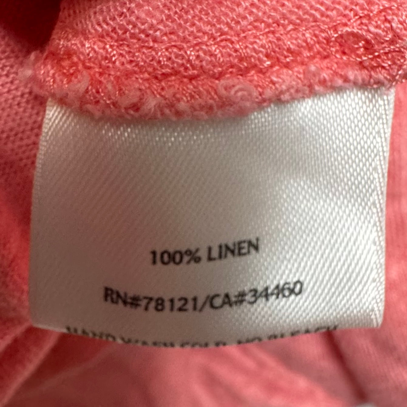 Linen Top Short Sleeve Basic By Eileen Fisher In Pink, Size: L Petite