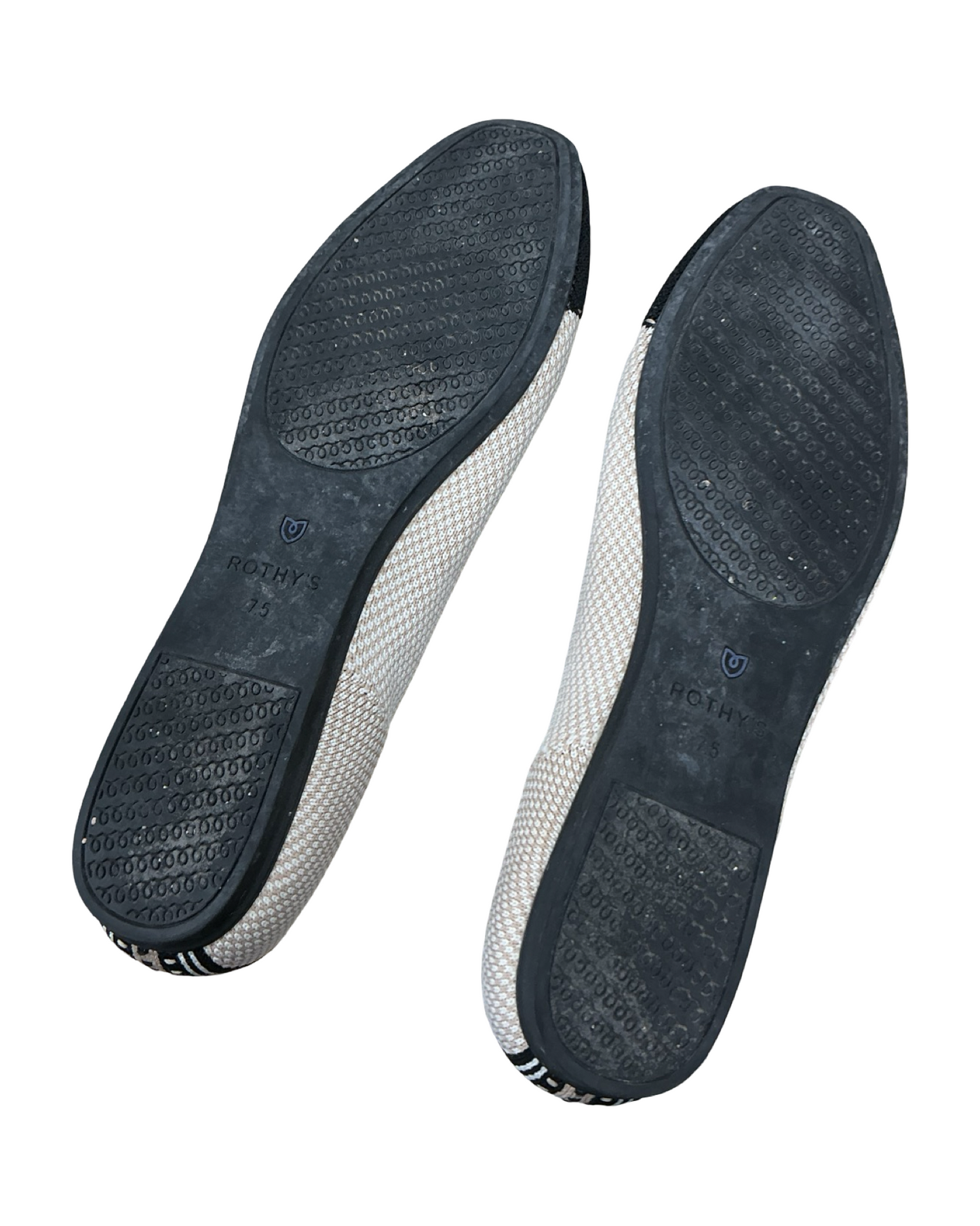 Shoes Flats By Rothys In Black & Cream, Size:7.5