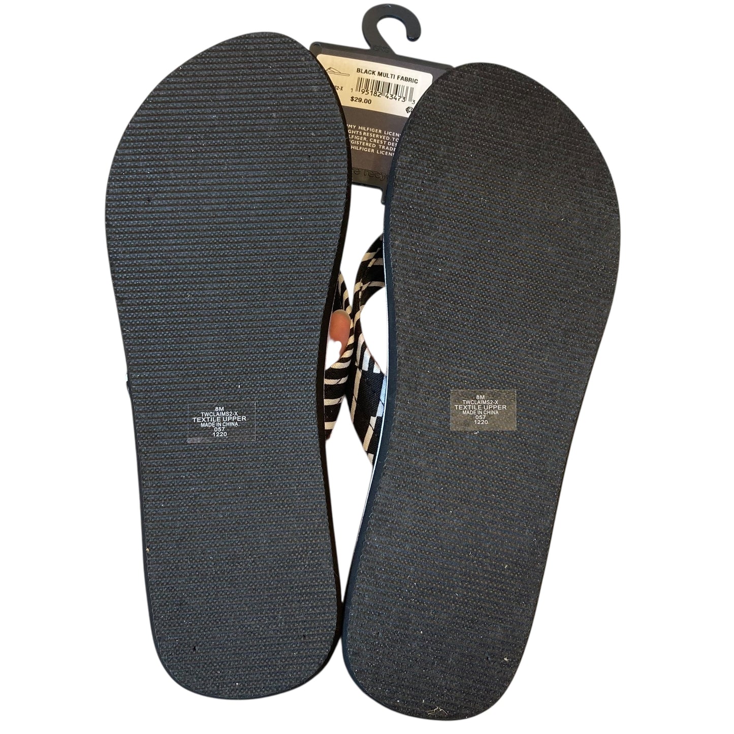 Sandals Flip Flops By Tommy Hilfiger In Black & White, Size:8