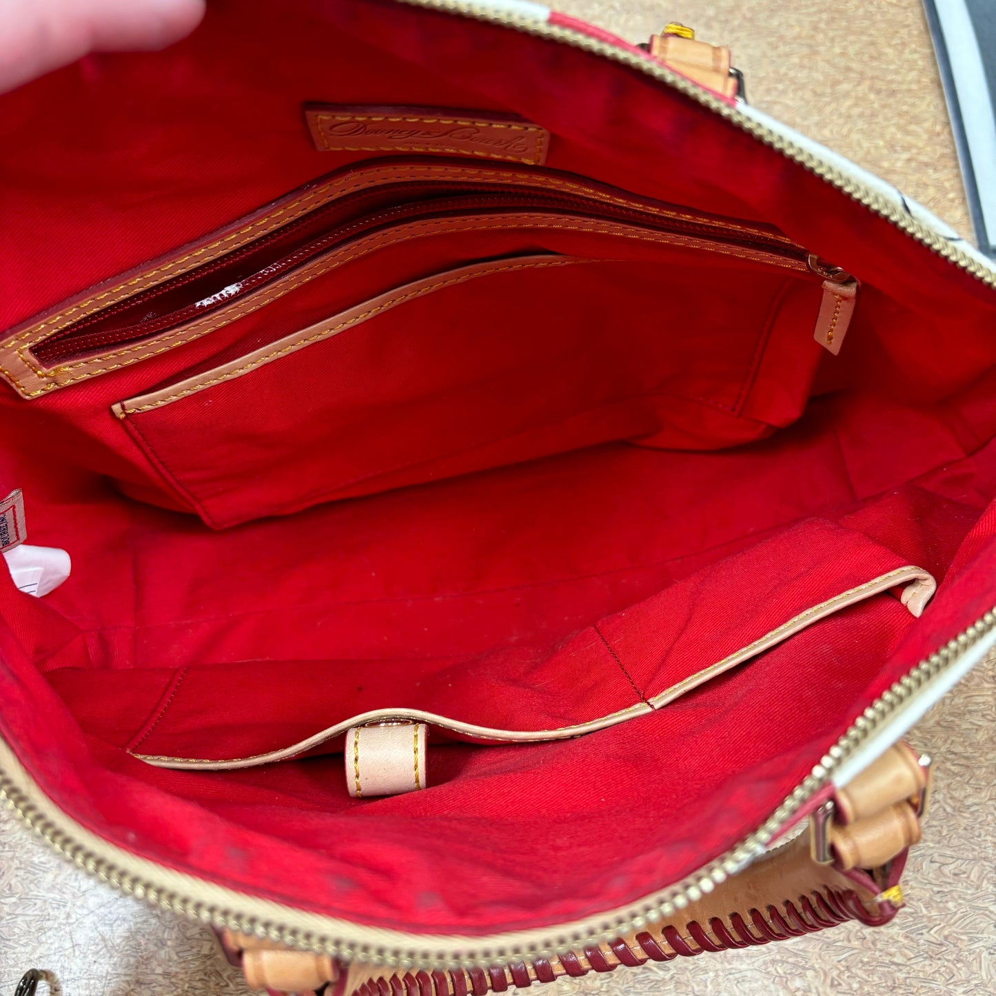 Handbag Designer By Dooney And Bourke In Red & White, Size:Medium