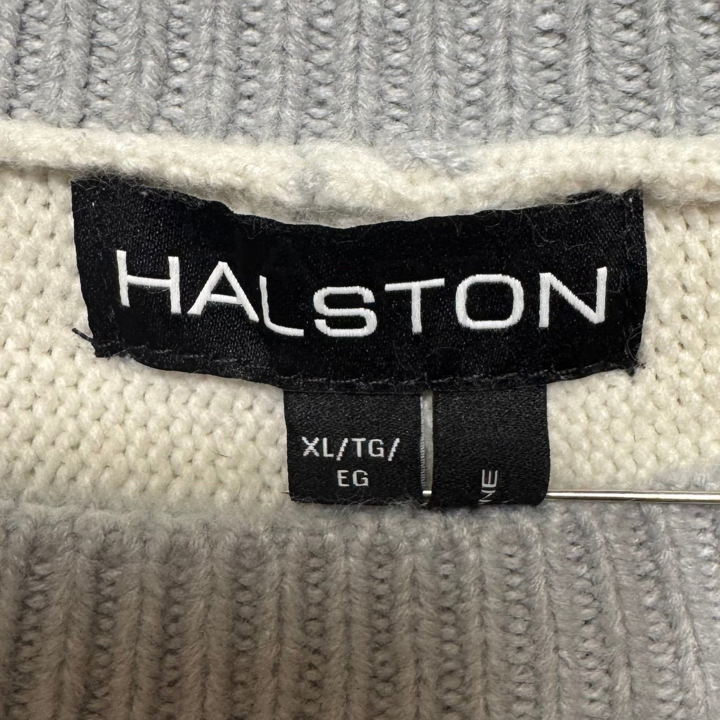 Sweater Designer By Halston In Blue & Cream, Size: Xl